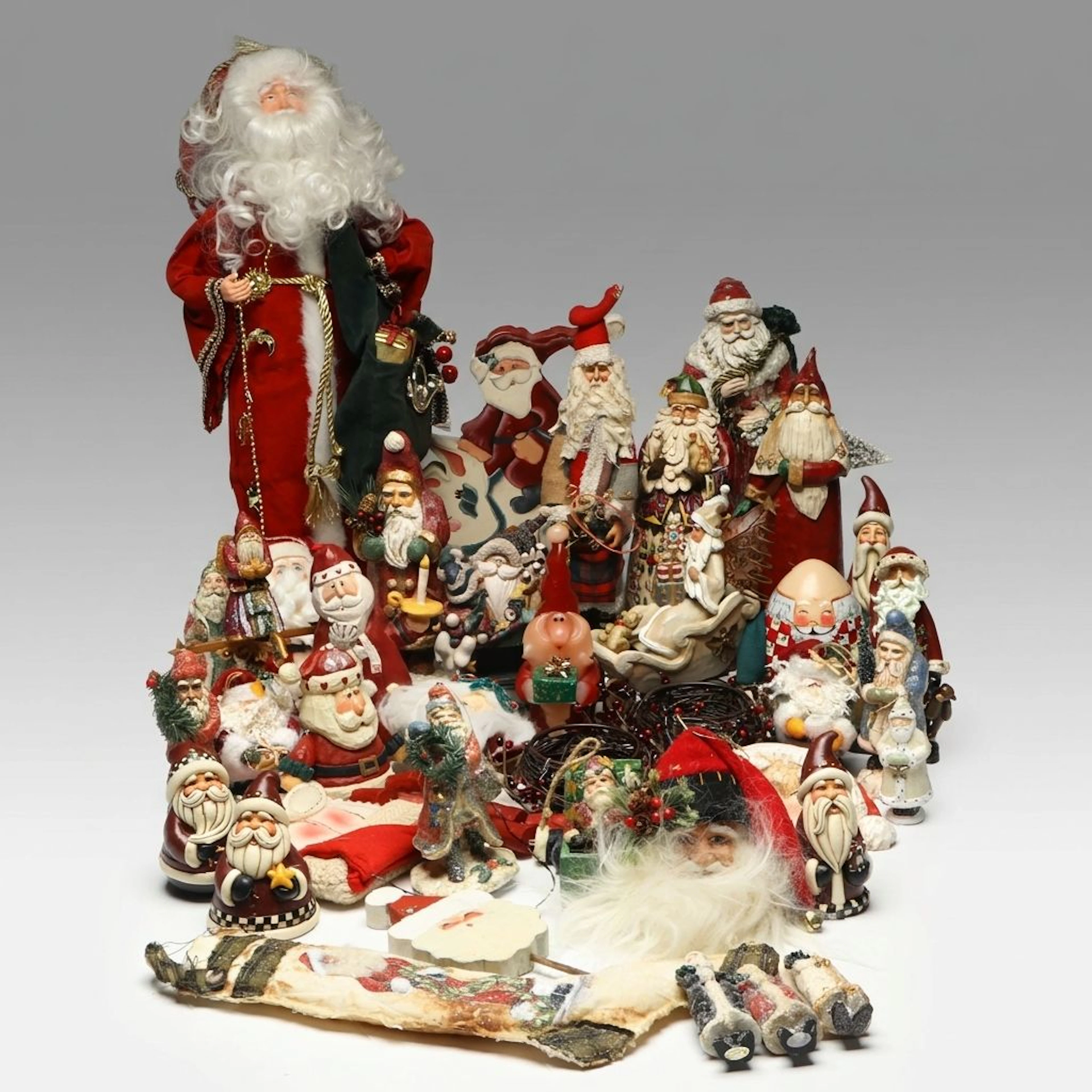 Jim Shore "Santa's Best Friends" with Other Santa Claus Figurines