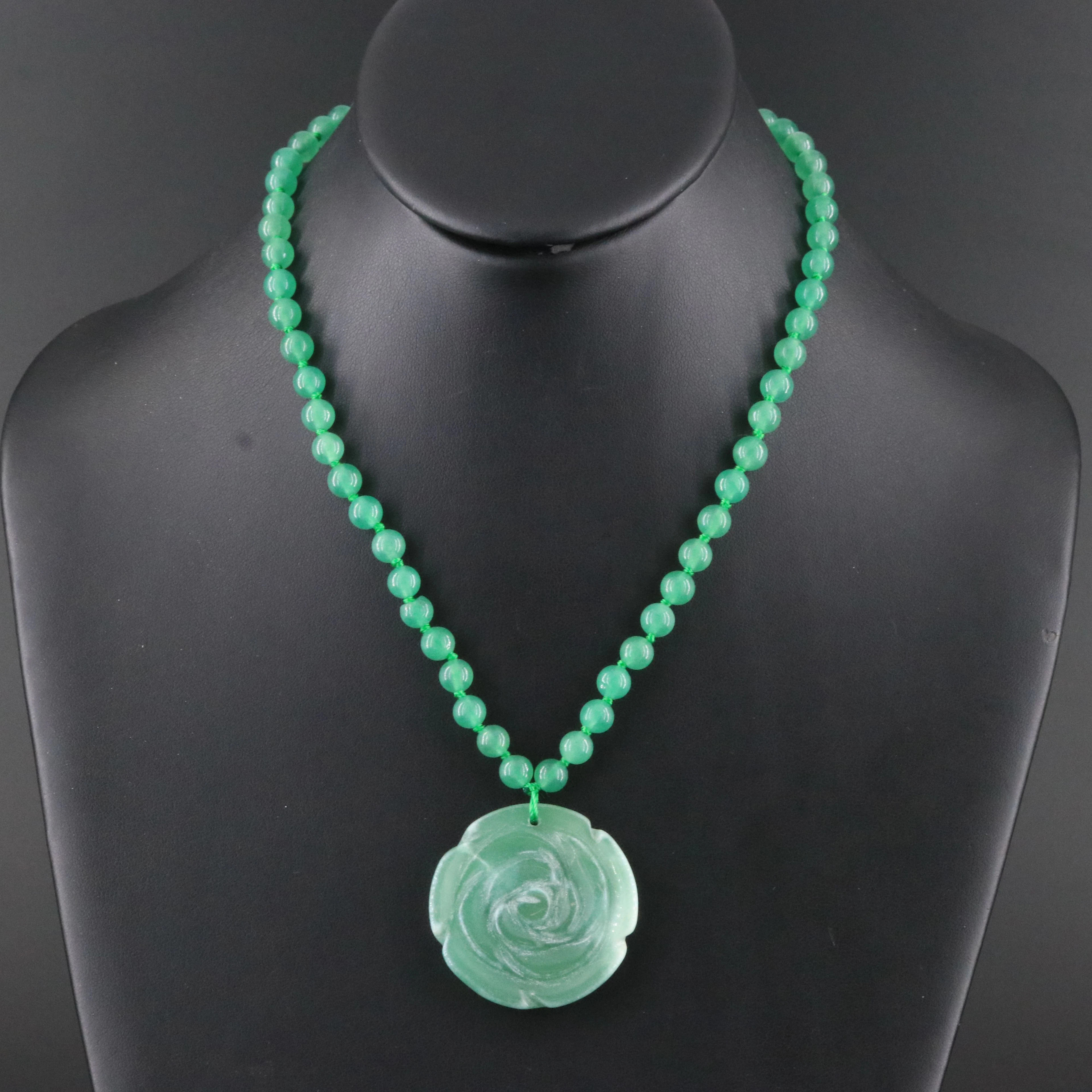 Aventurine Flower Necklace with Sterling Clasp