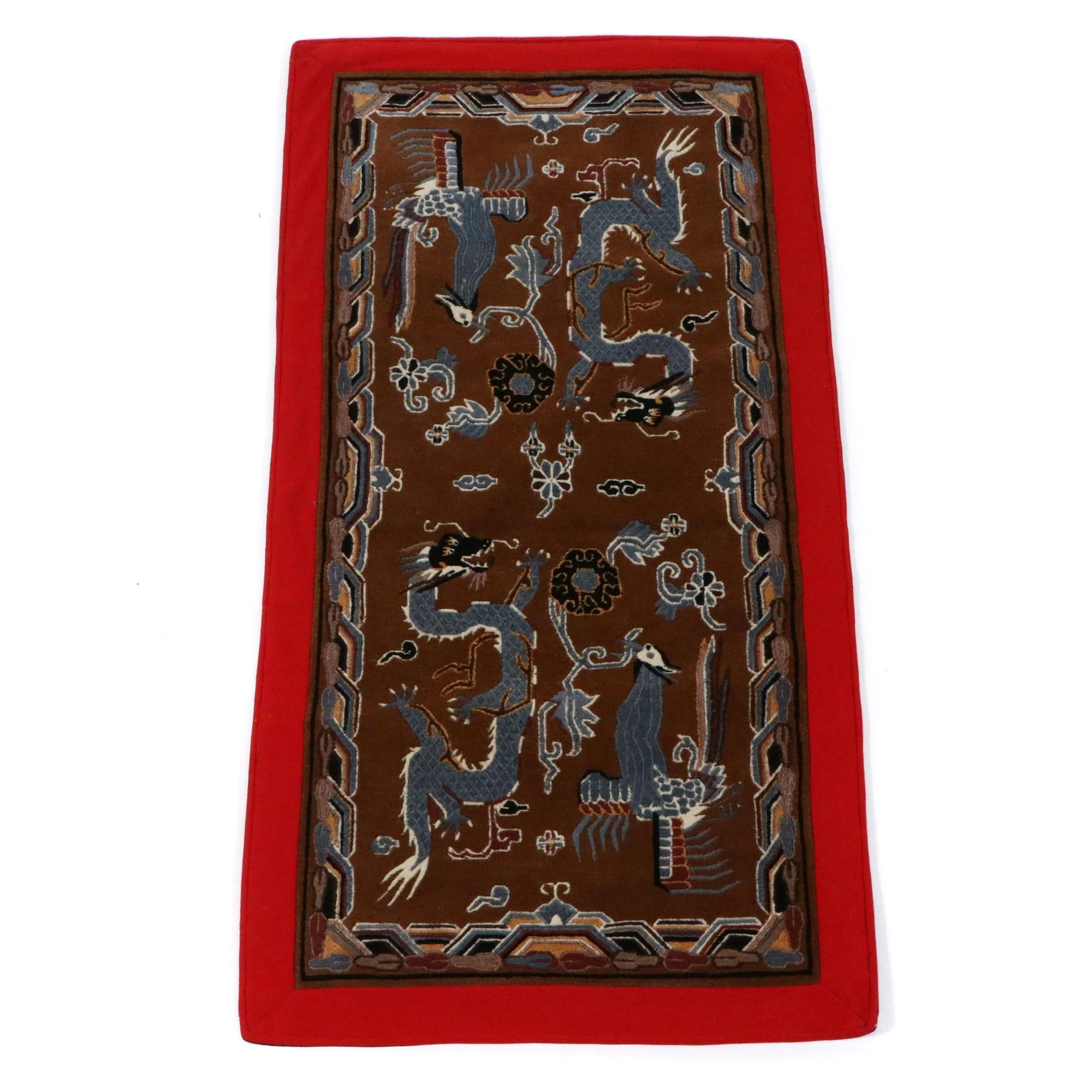 3' x 6' Power Loomed and Carved Chinese Dragon and Phoenix Area Rug