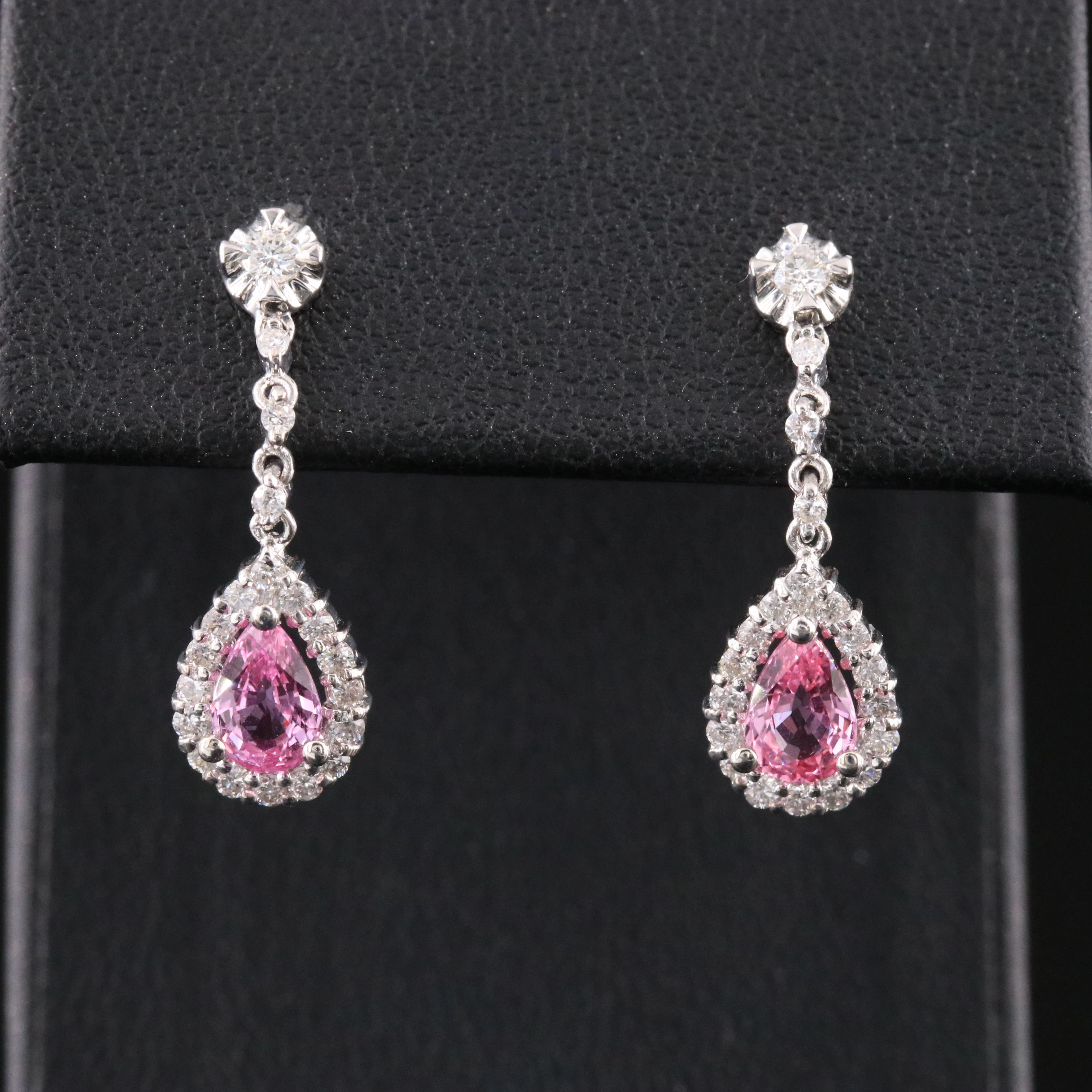 18K Pink Sapphire and Diamond Earrings
