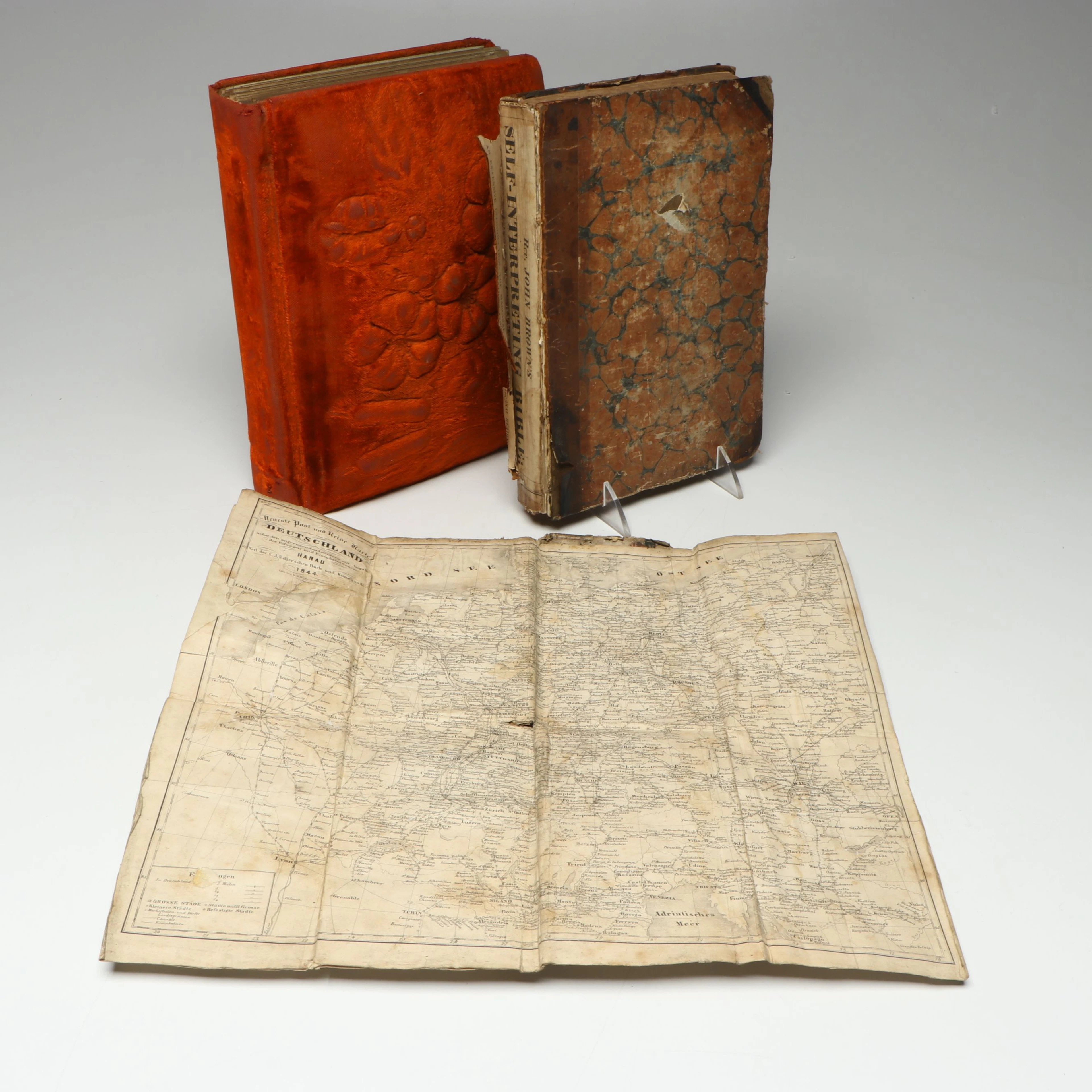 Handcrafted Fold-Out Map Booklet with Victorian Photo Album and Book