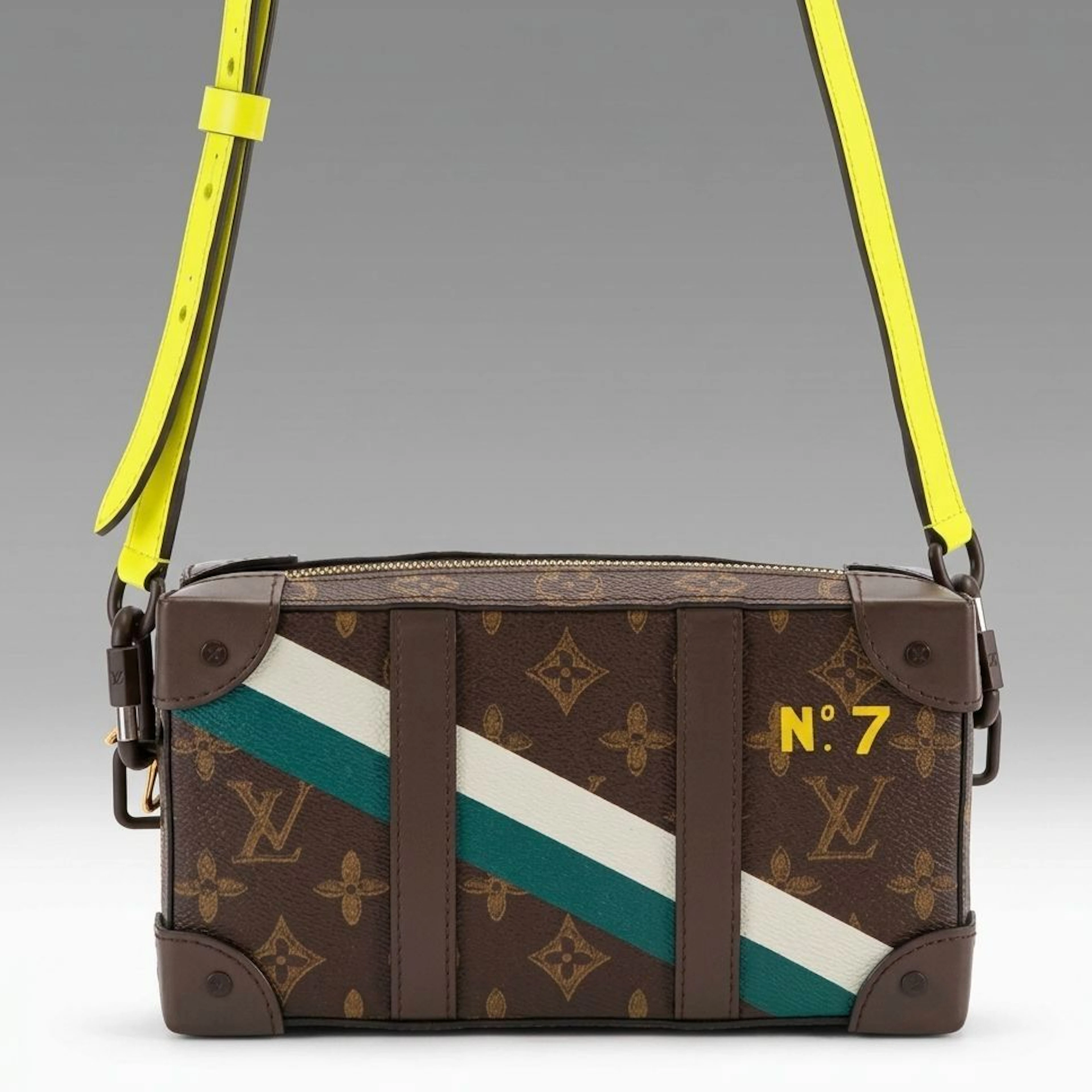 Louis Vuitton No. 7 Soft Trunk Wallet Bag in Striped Monogram Canvas