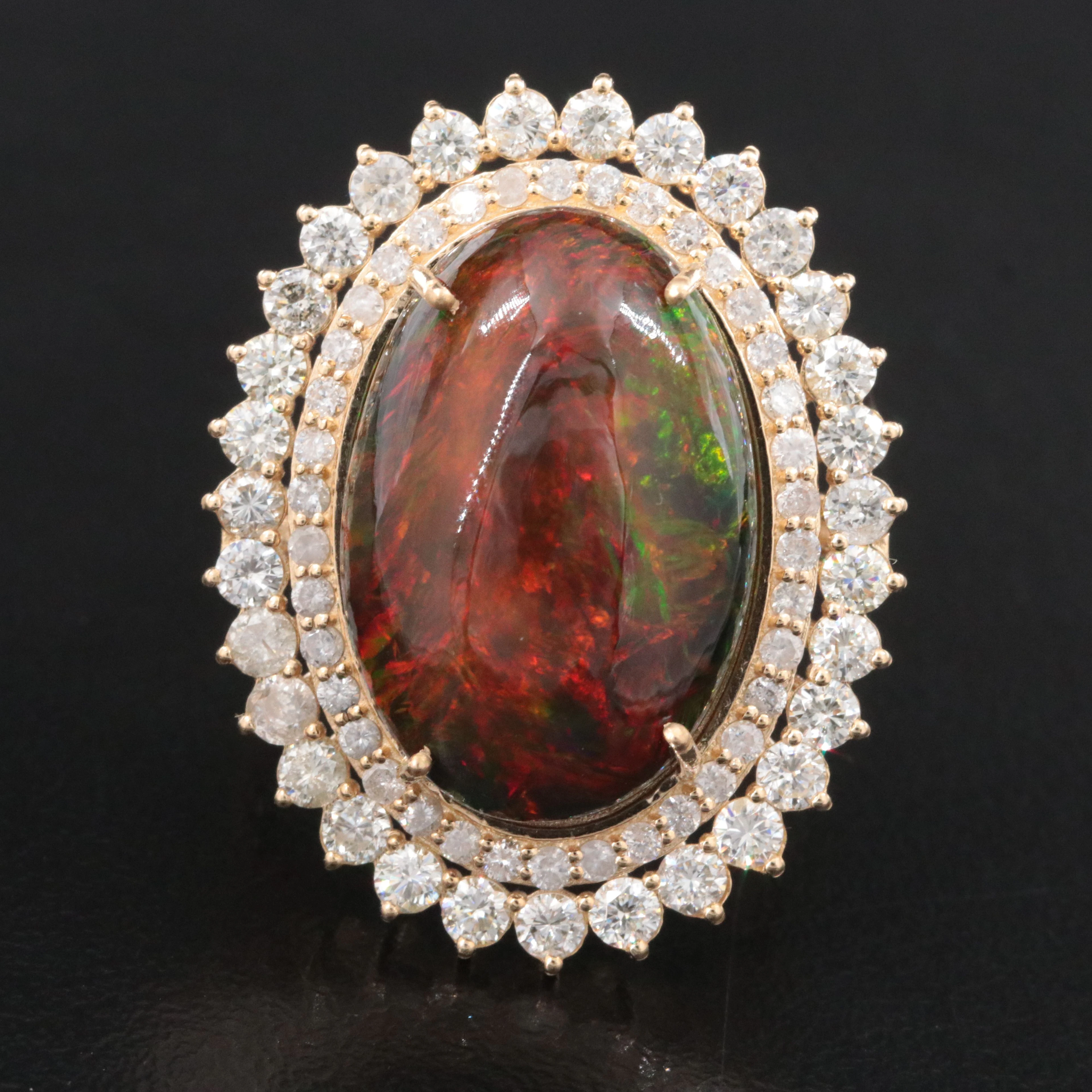 14K 9.99 CT Opal and 1.88 CTW Diamond Ring