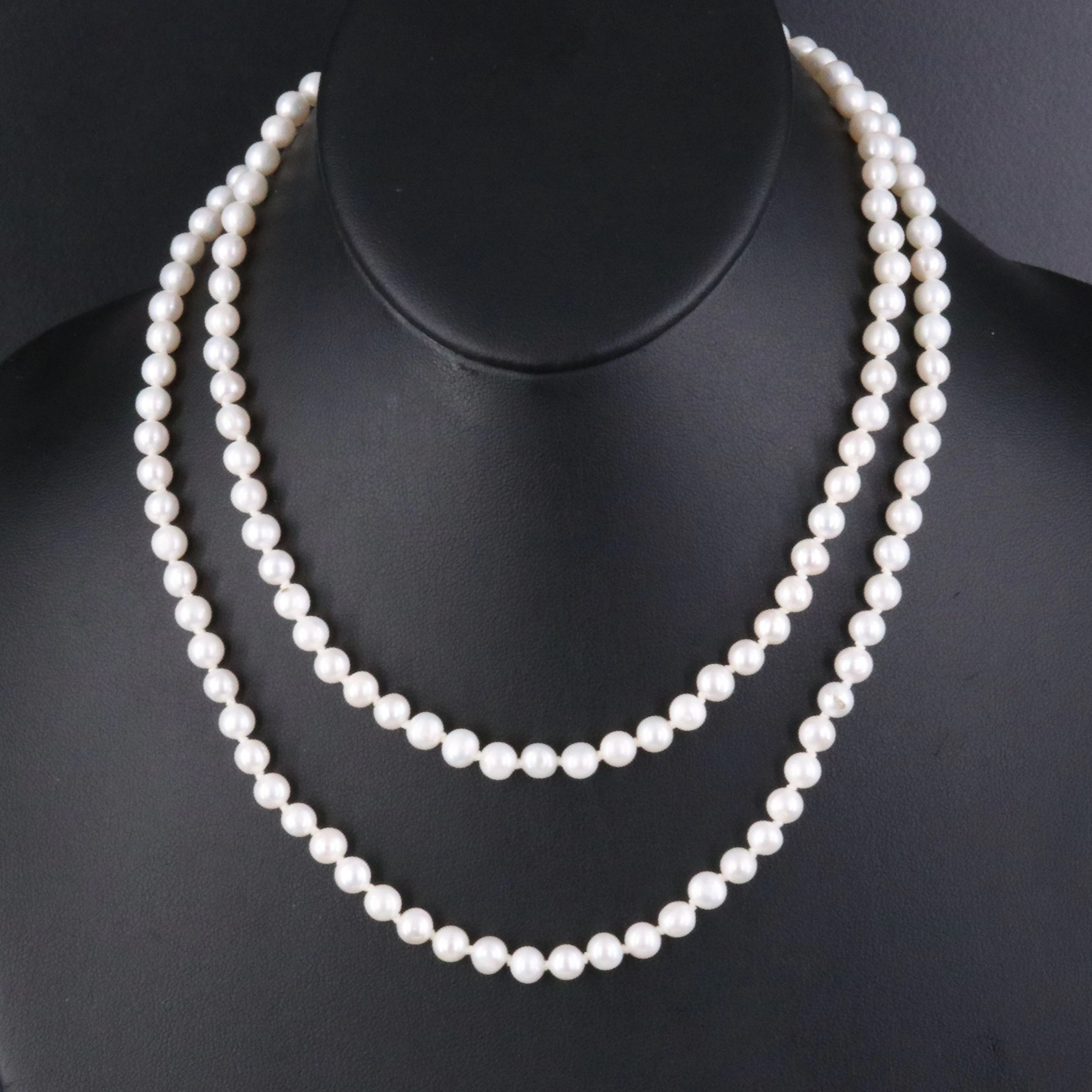 Sheryl Lowe Pearl Necklace with Sterling Diamond Clasp
