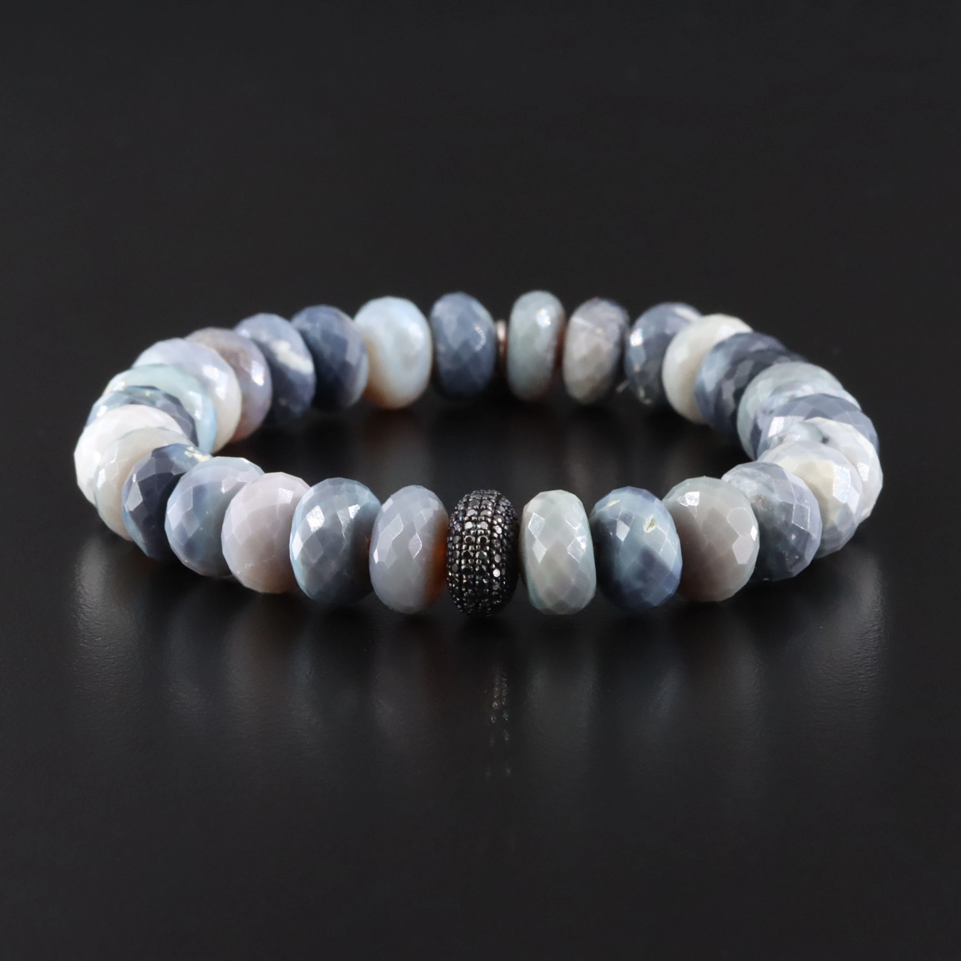 Sheryl Lowe Grey Opal Rondelle and Fancy Black Diamond Bracelet