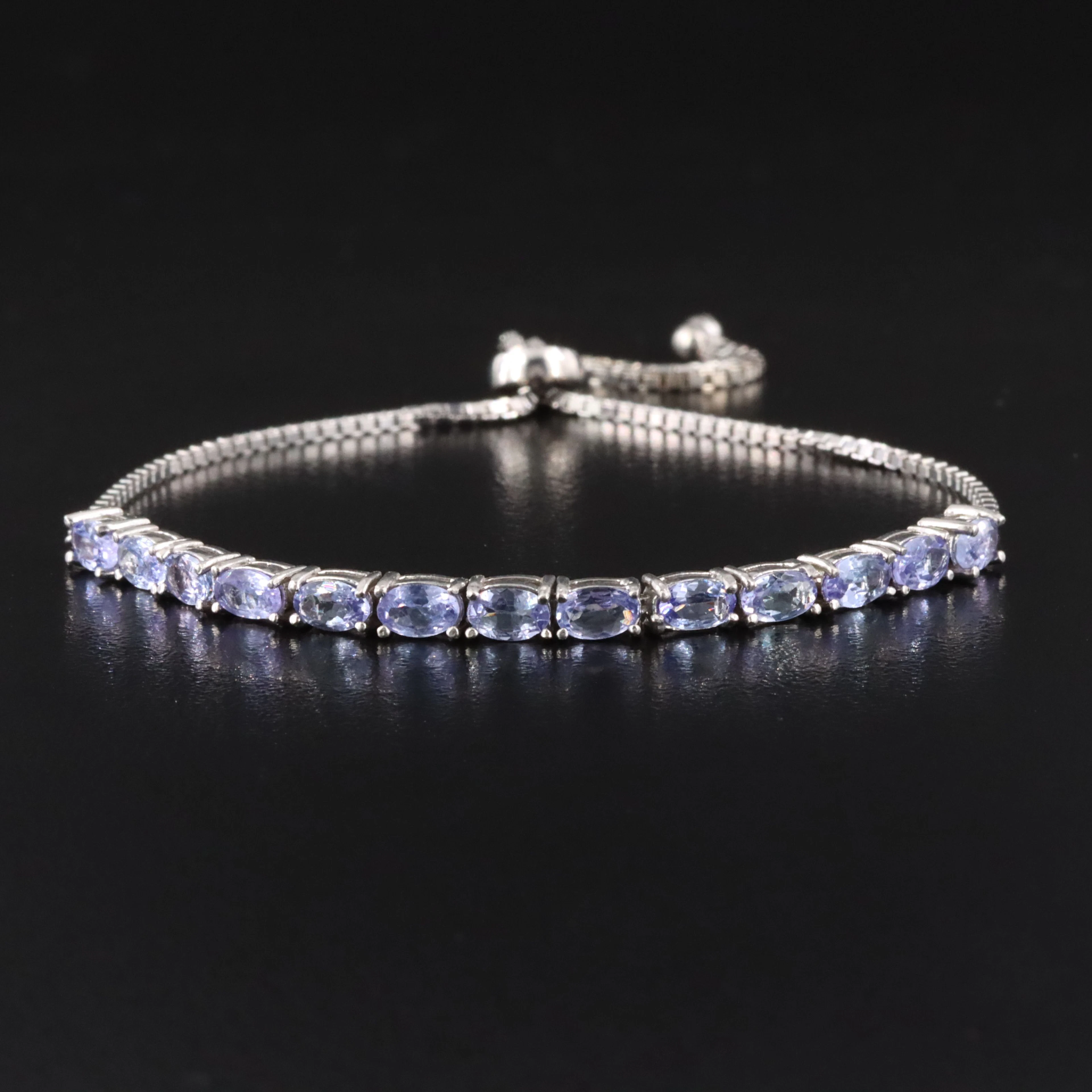 Sterling Tanzanite Line Bolo Bracelet