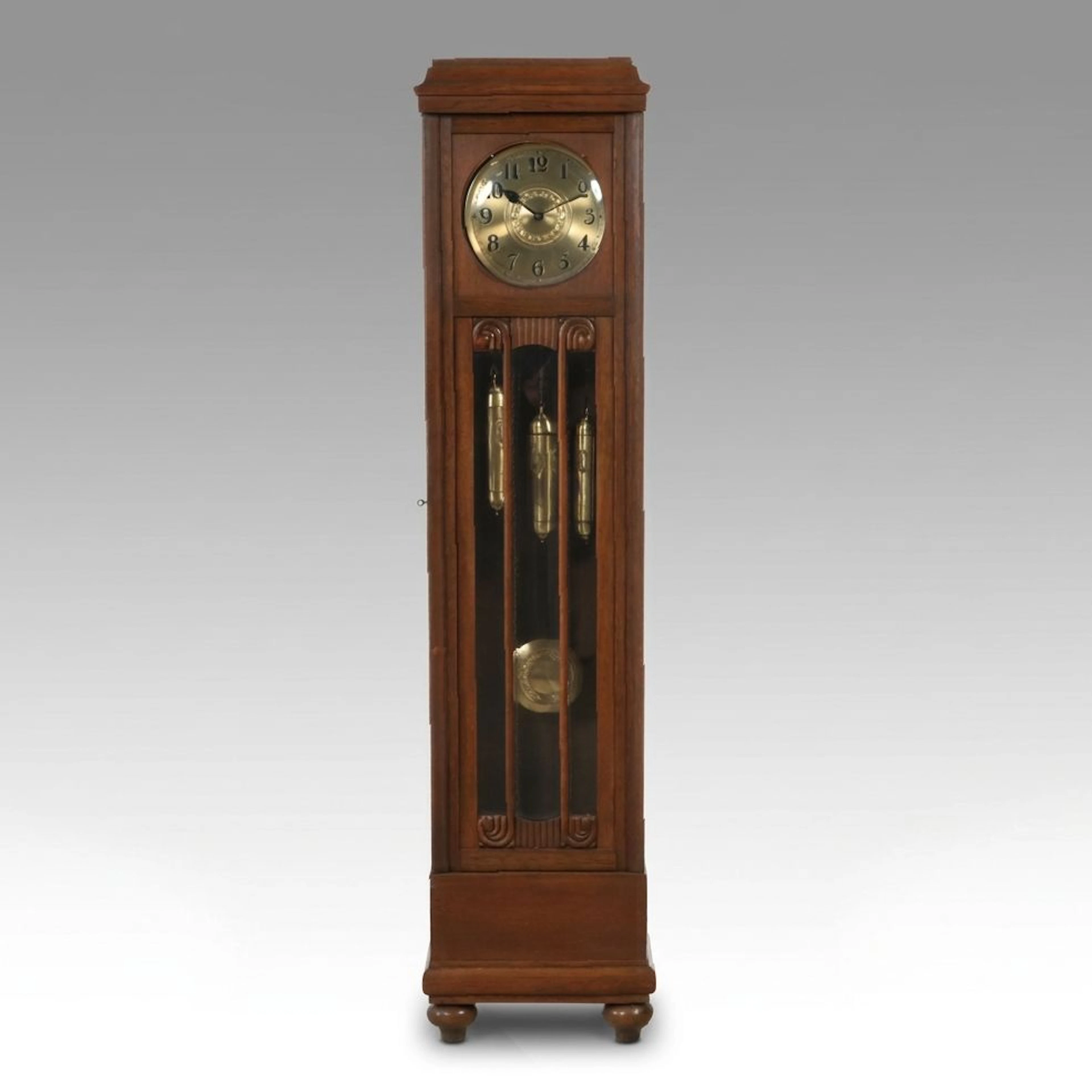 German Style Wooden Tall Case Grandfather Clock, Early 20th Century
