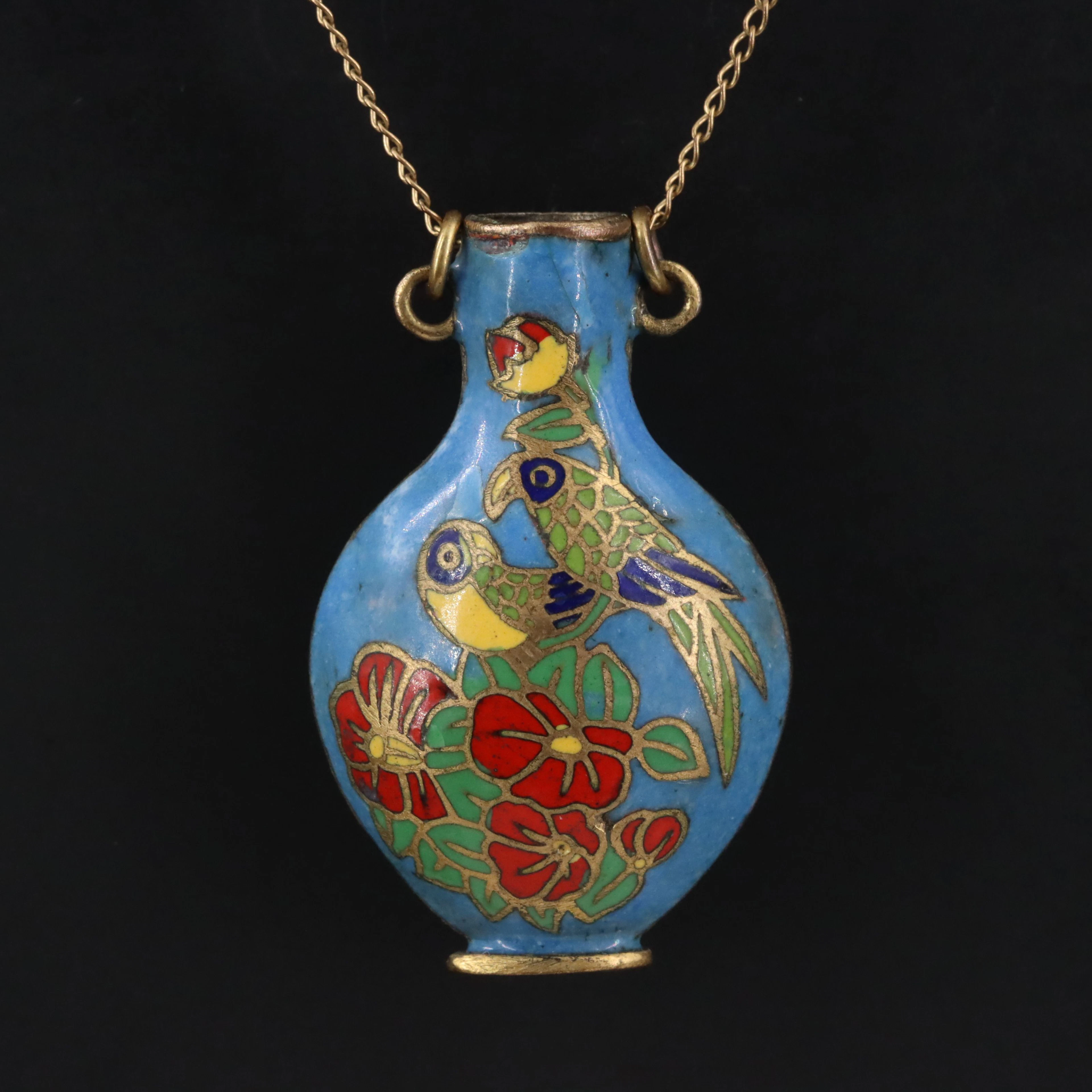 Gold-Filled Enamel Vase Necklace
