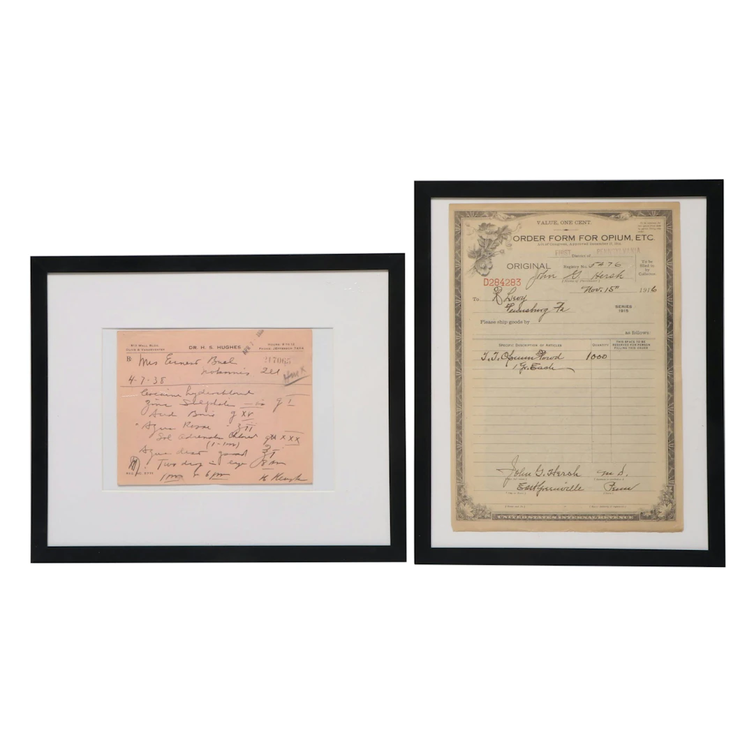 Prescription Forms for Cocaine and Opium, Early to Mid-20th Century