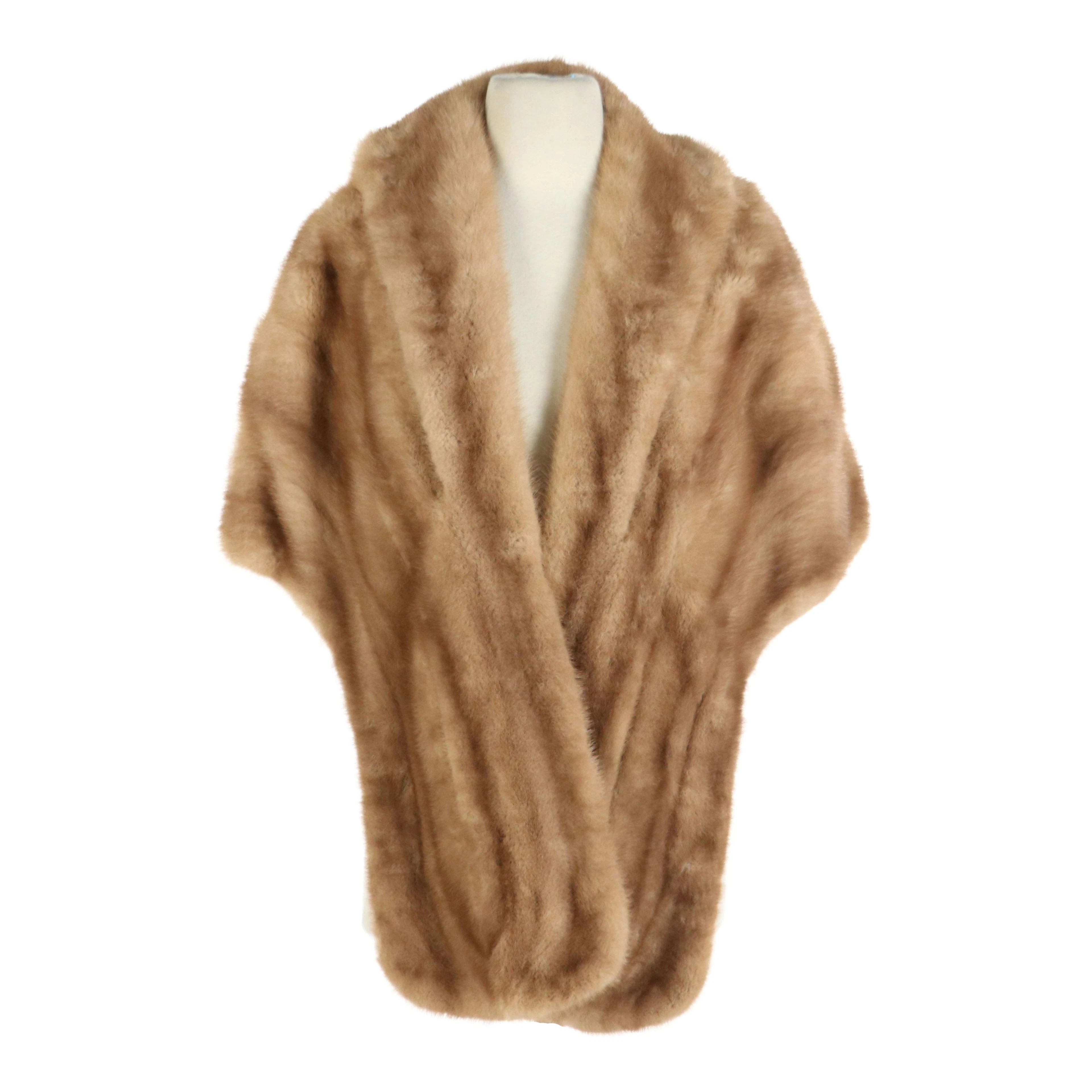 Pastel Mink Fur Collared Stole from Stanley Rich, Vintage