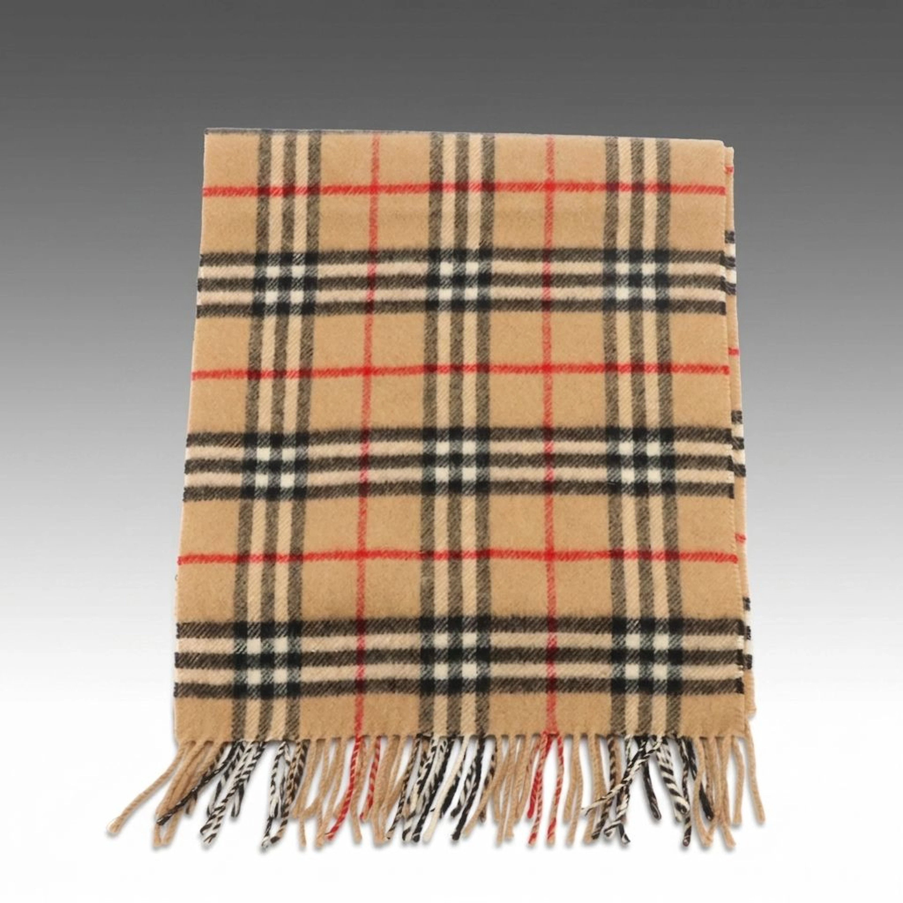 Burberrys Lambswool Nova Check Fringe Scarf