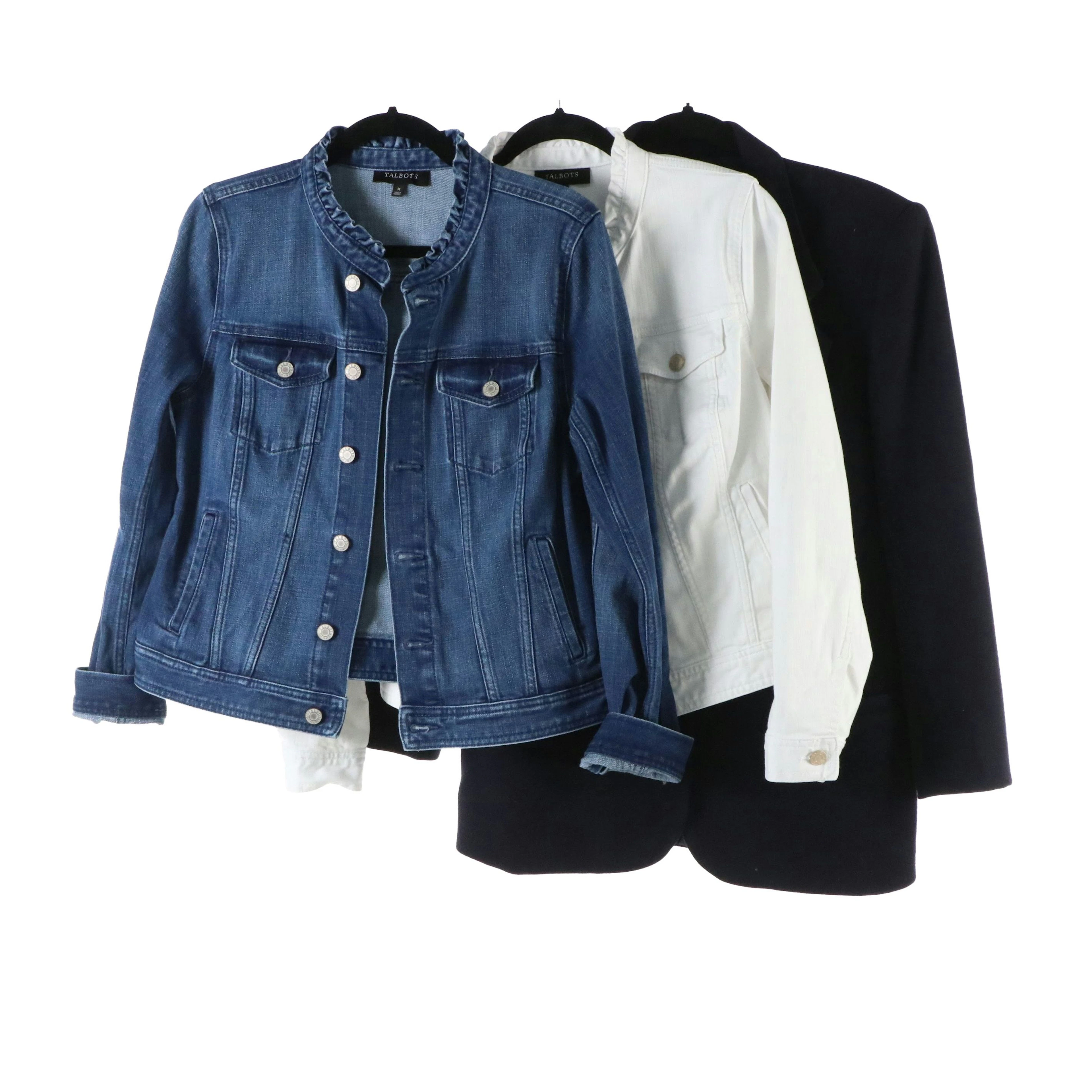 Talbots Wool/Cashmere Blazer with White and Blue Denim Button Front Jackets