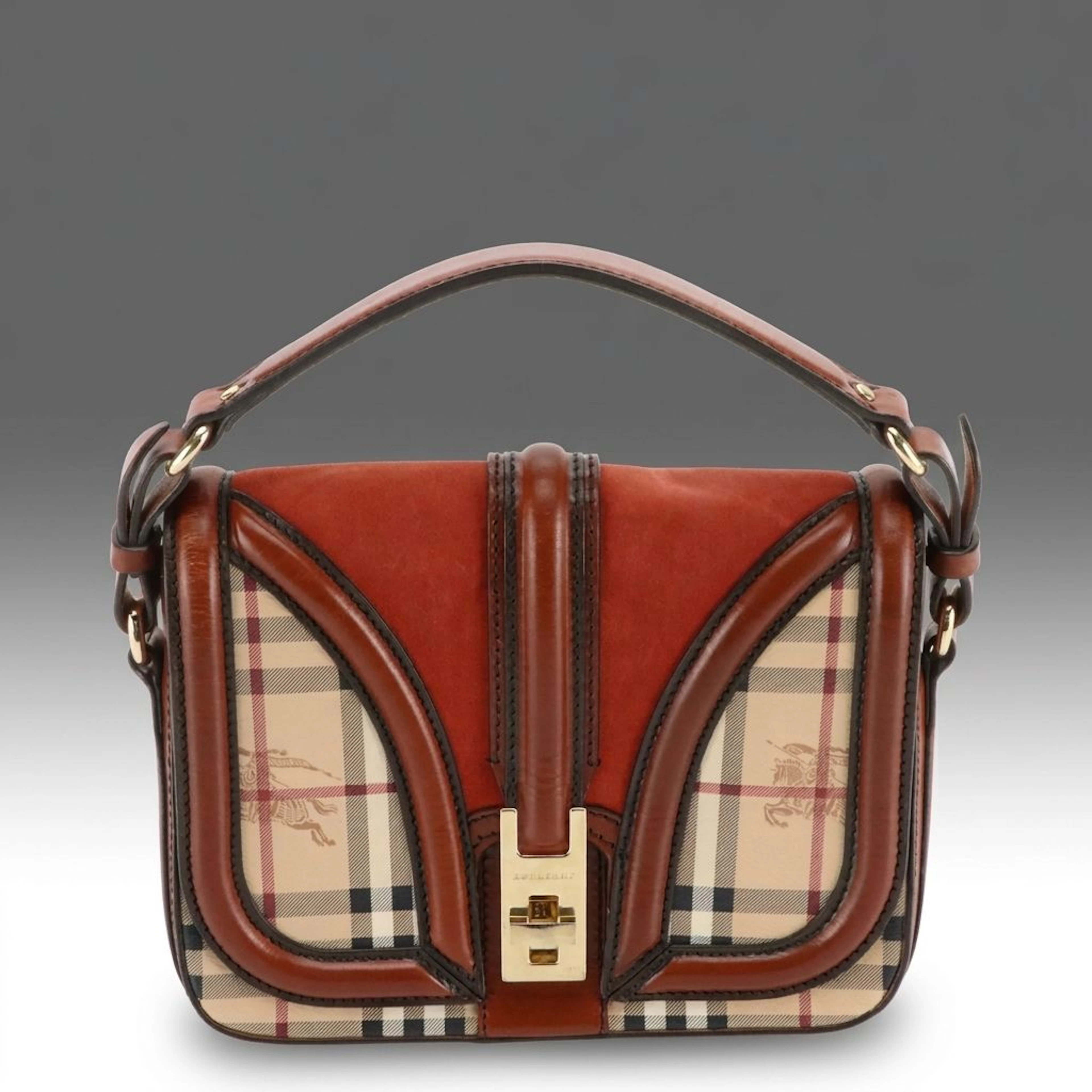 Burberry Haymarket Check Coated Canvas, Leather & Suede Brickfield Two-Way Bag