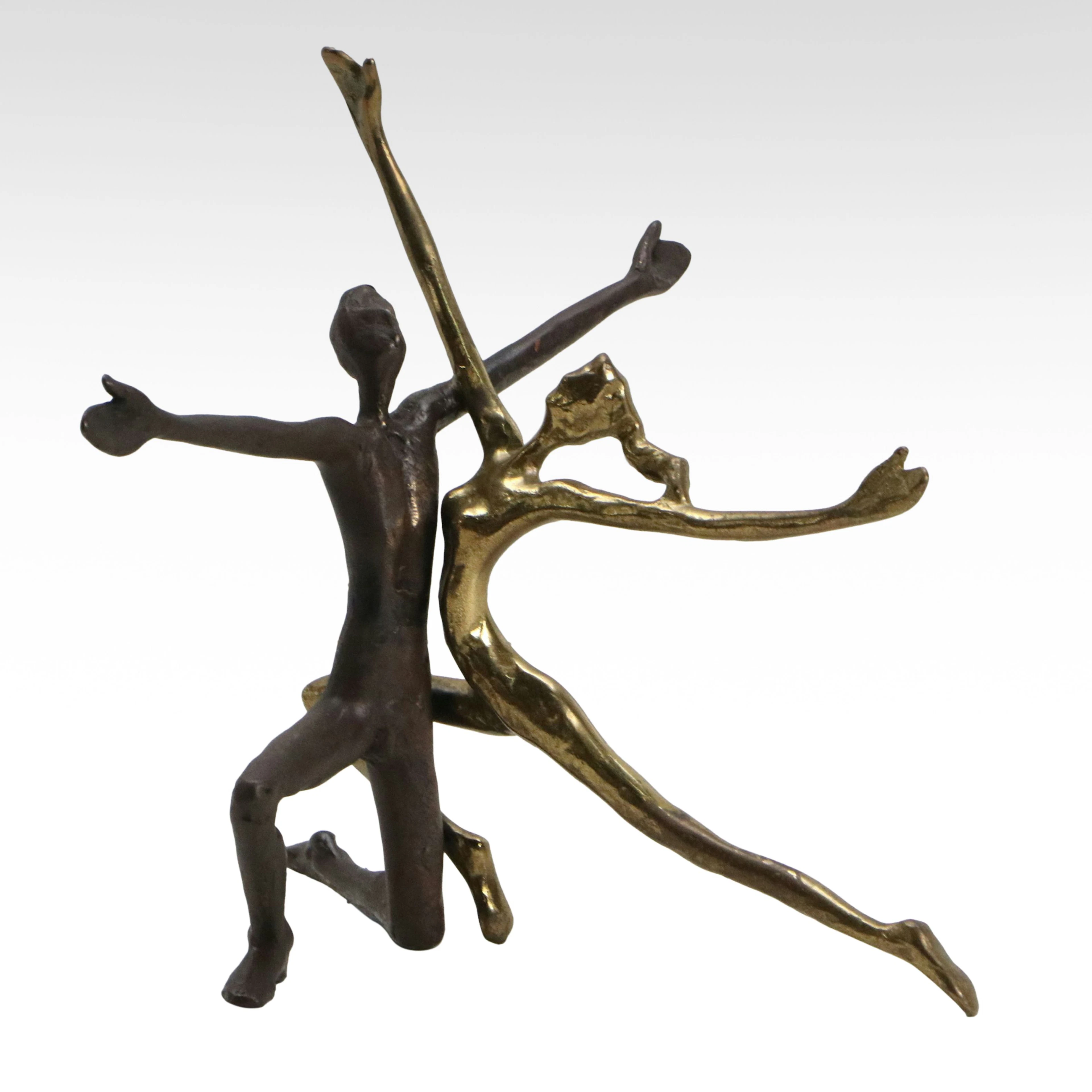 Yanni Souvatzoglou Brutalist Style Brass and Bronze Dancers Abstract Sculpture
