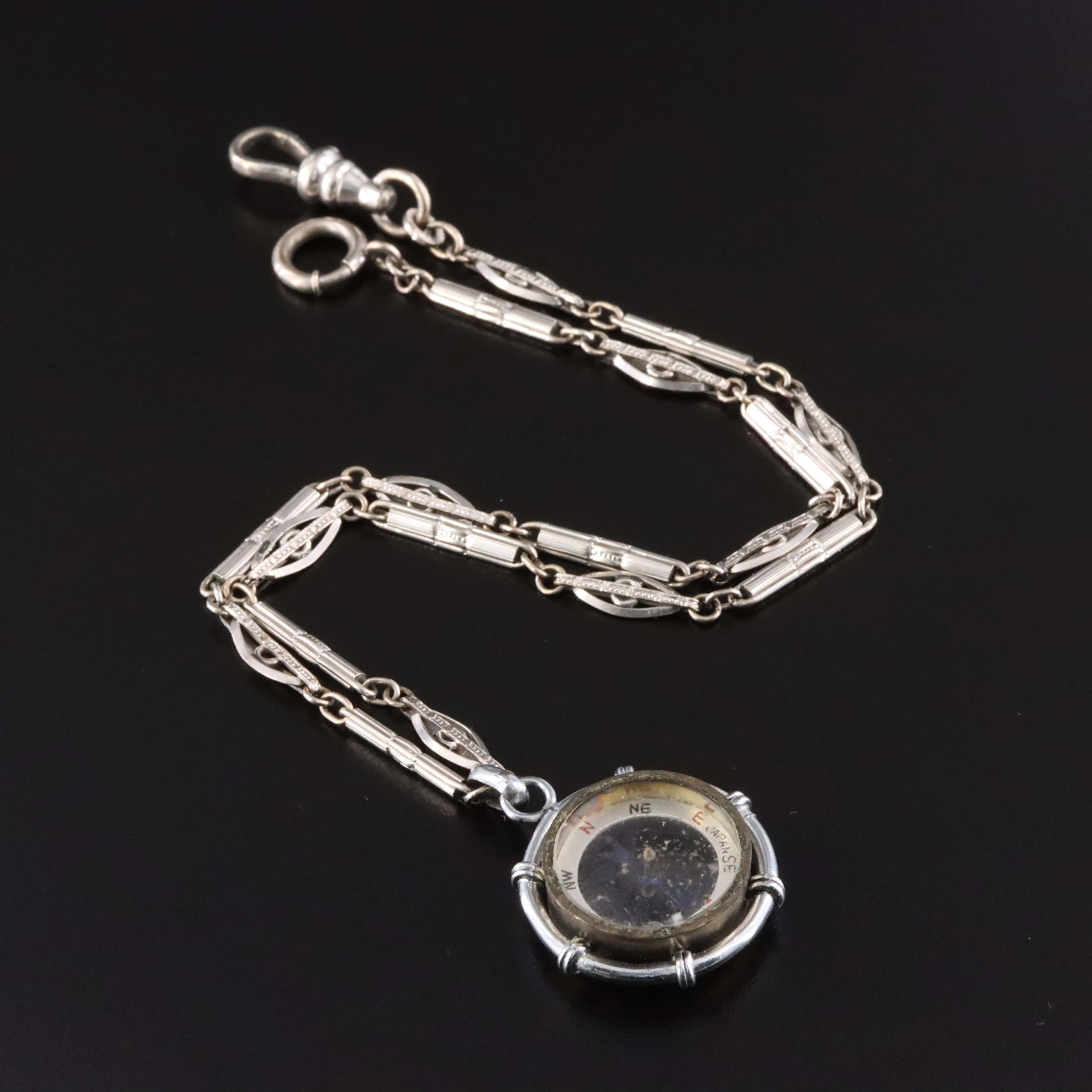 Vintage Speidel Gold-Filled Watch Chain with Compass