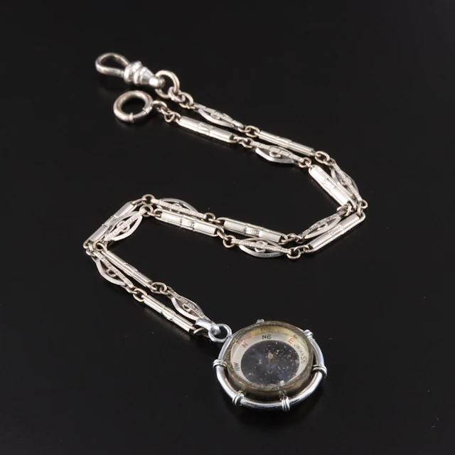 Vintage Speidel Gold-Filled Watch Chain with Compass
