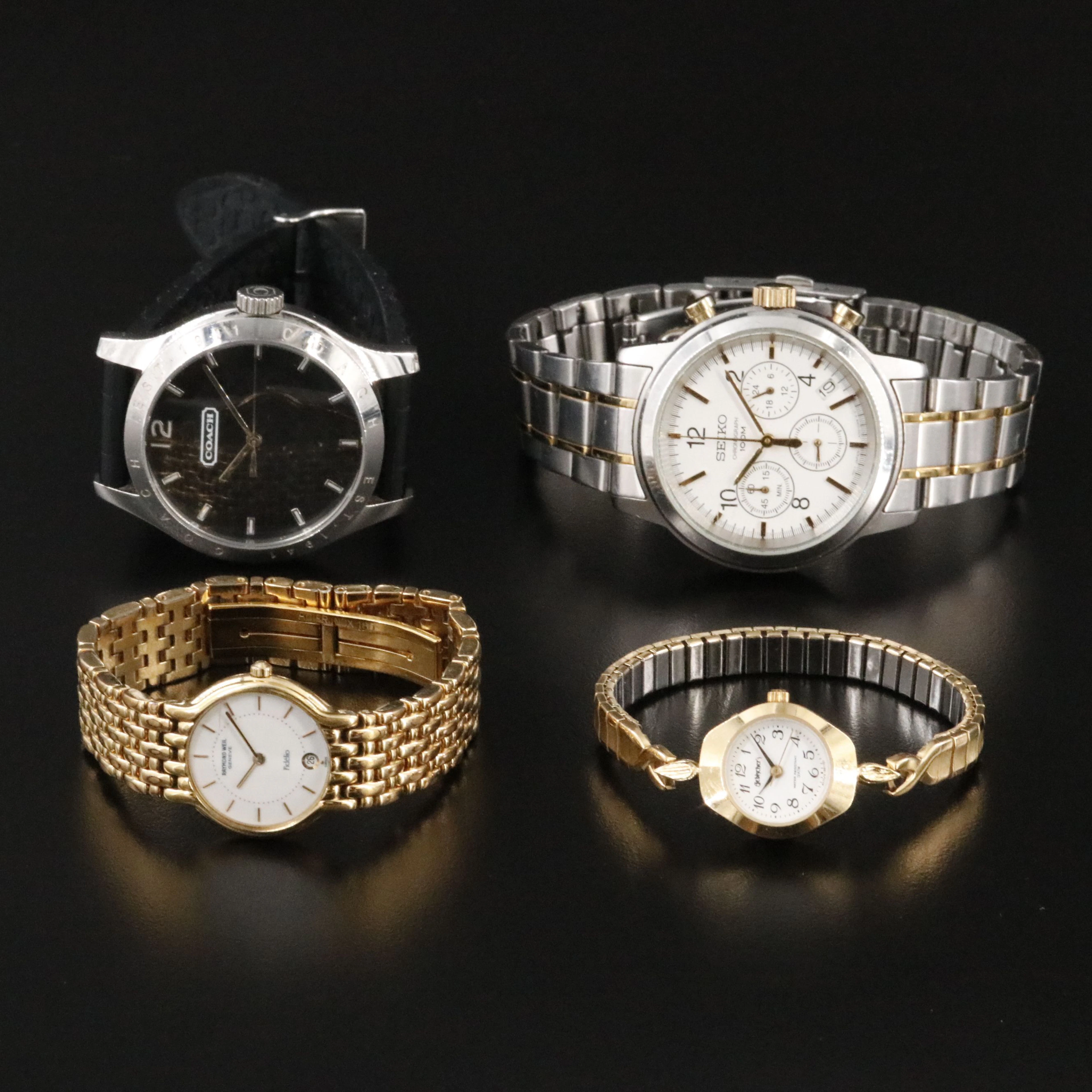 Collection of Quartz and Stem Wind Watches Featuring Coach and Seiko