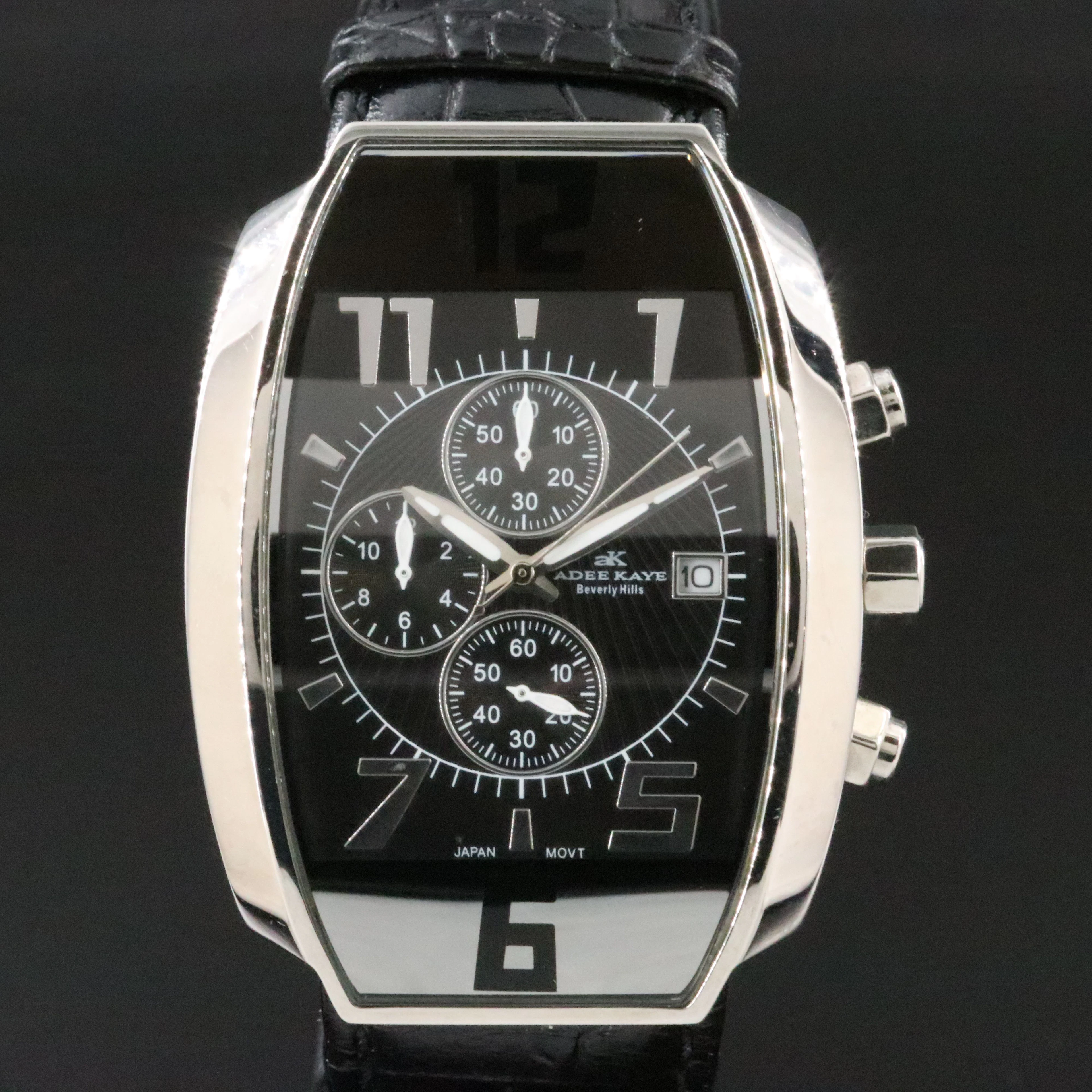Adee Kaye Beverly Hills Classic Stainless Steel Quartz Chronograph Watch