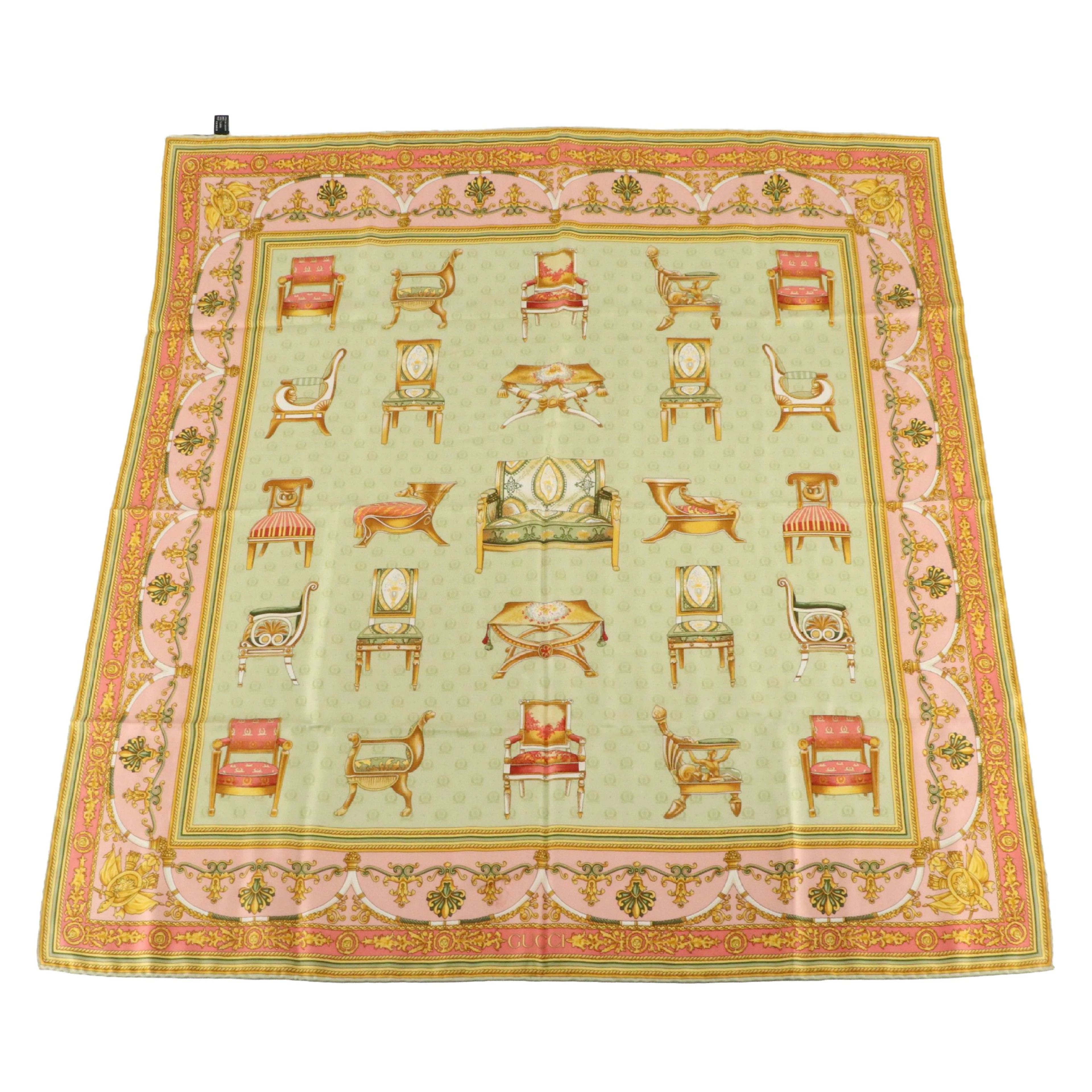 Gucci Antique Chair Motif Scarf 90 in Silk Twill