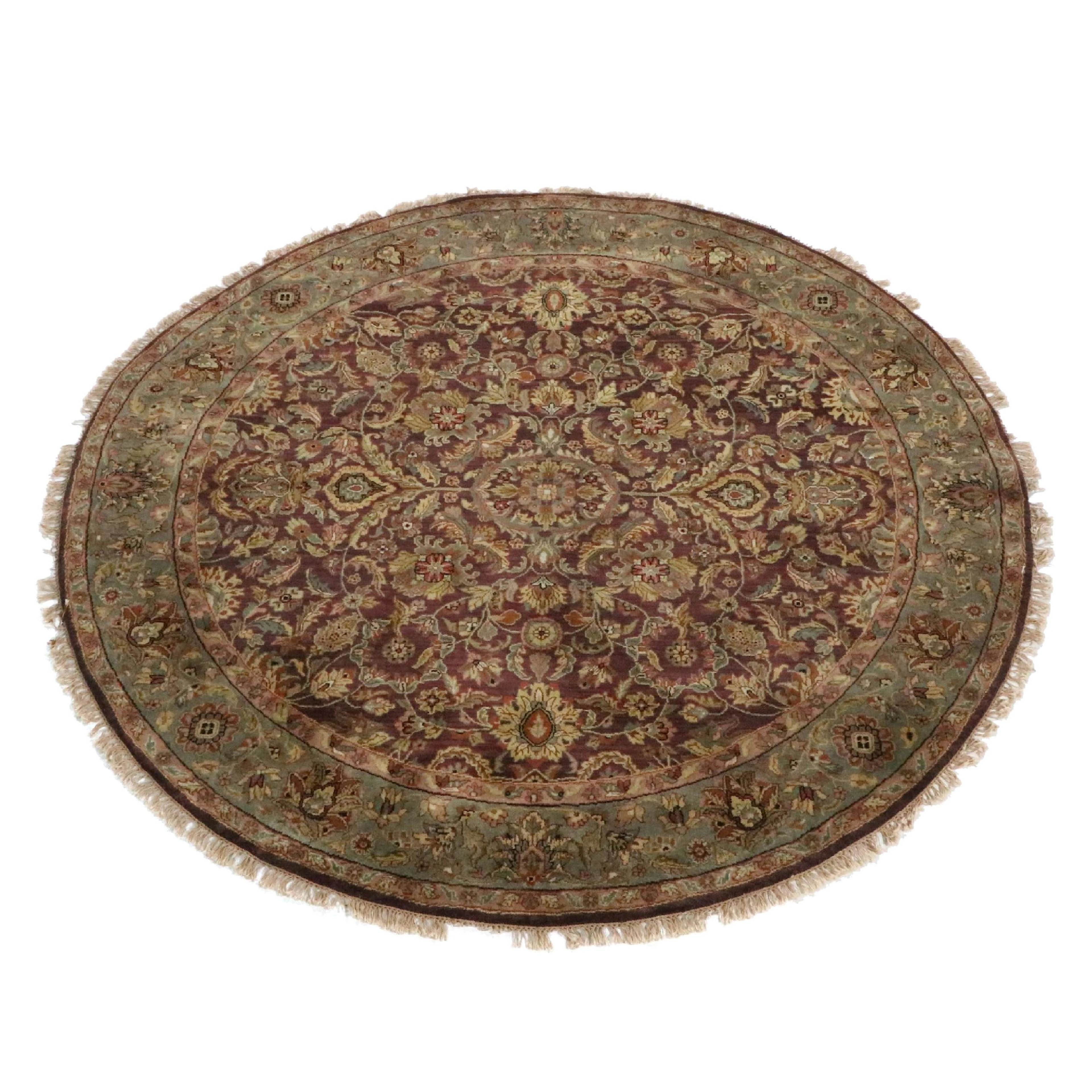 8'1 x 8'2 Hand-Knotted Round Pakistani Peshawar Area Rug