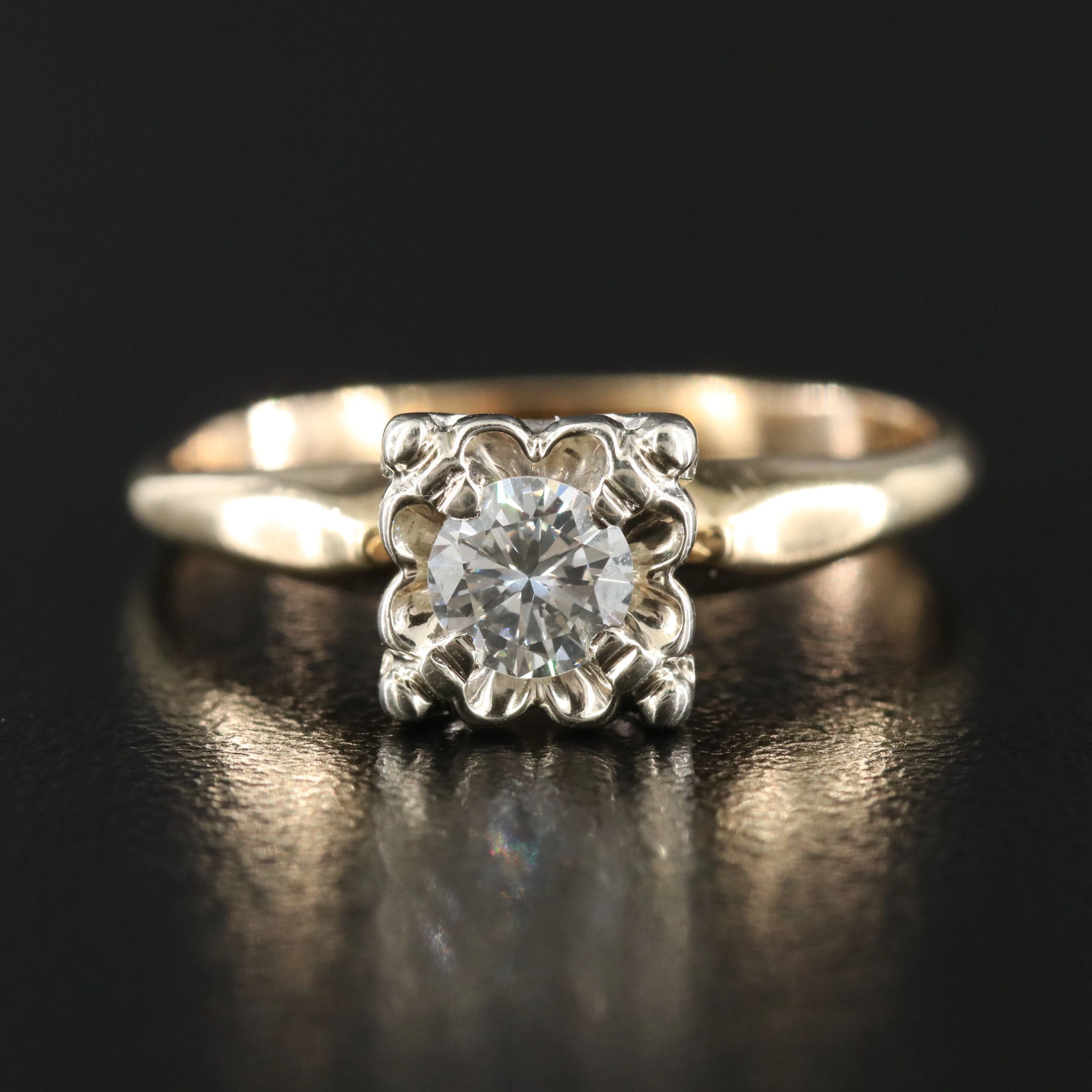 Vintage 14K 0.32 CT Diamond Solitaire Ring