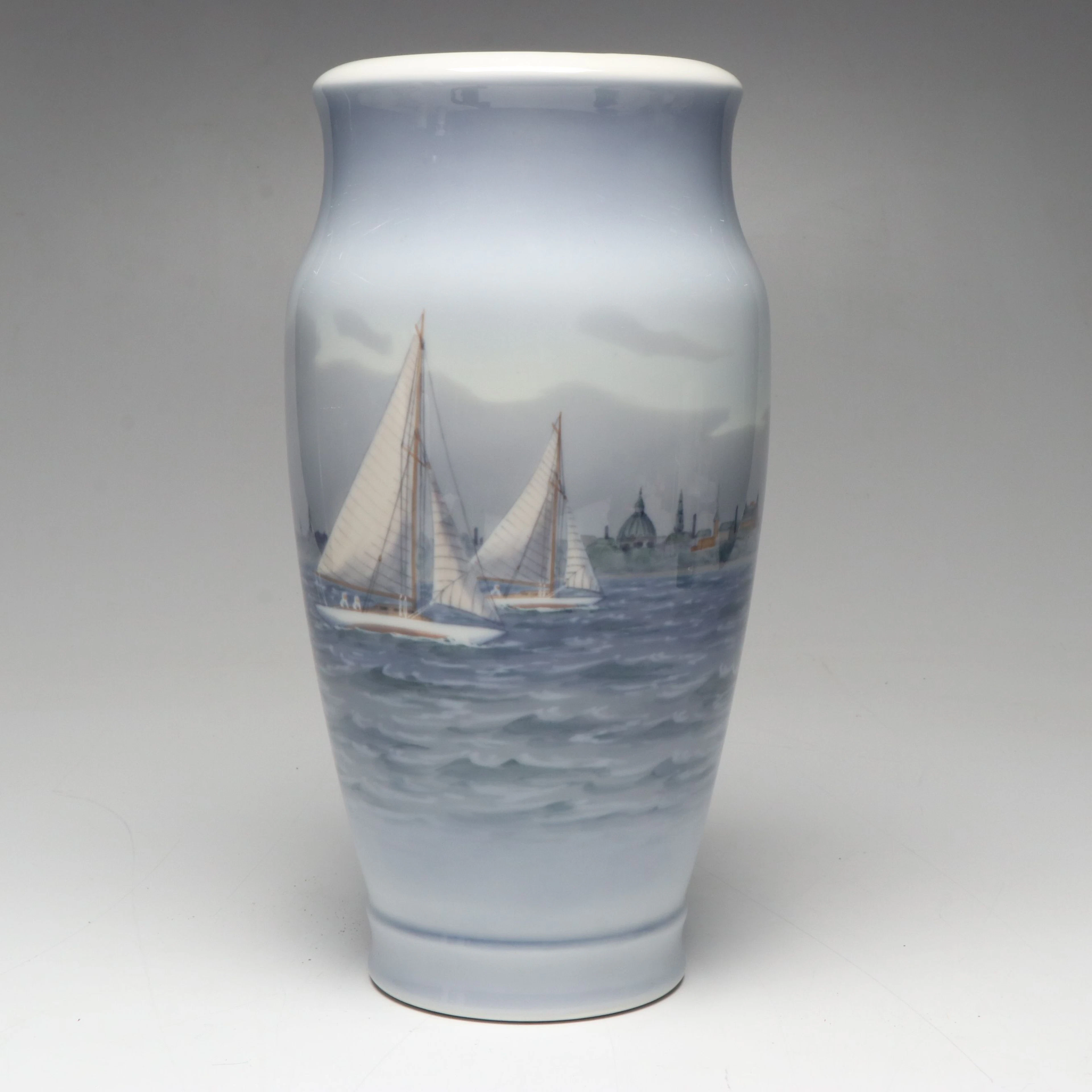 Royal Copenhagen Porcelain Sailboat Seascape Vase