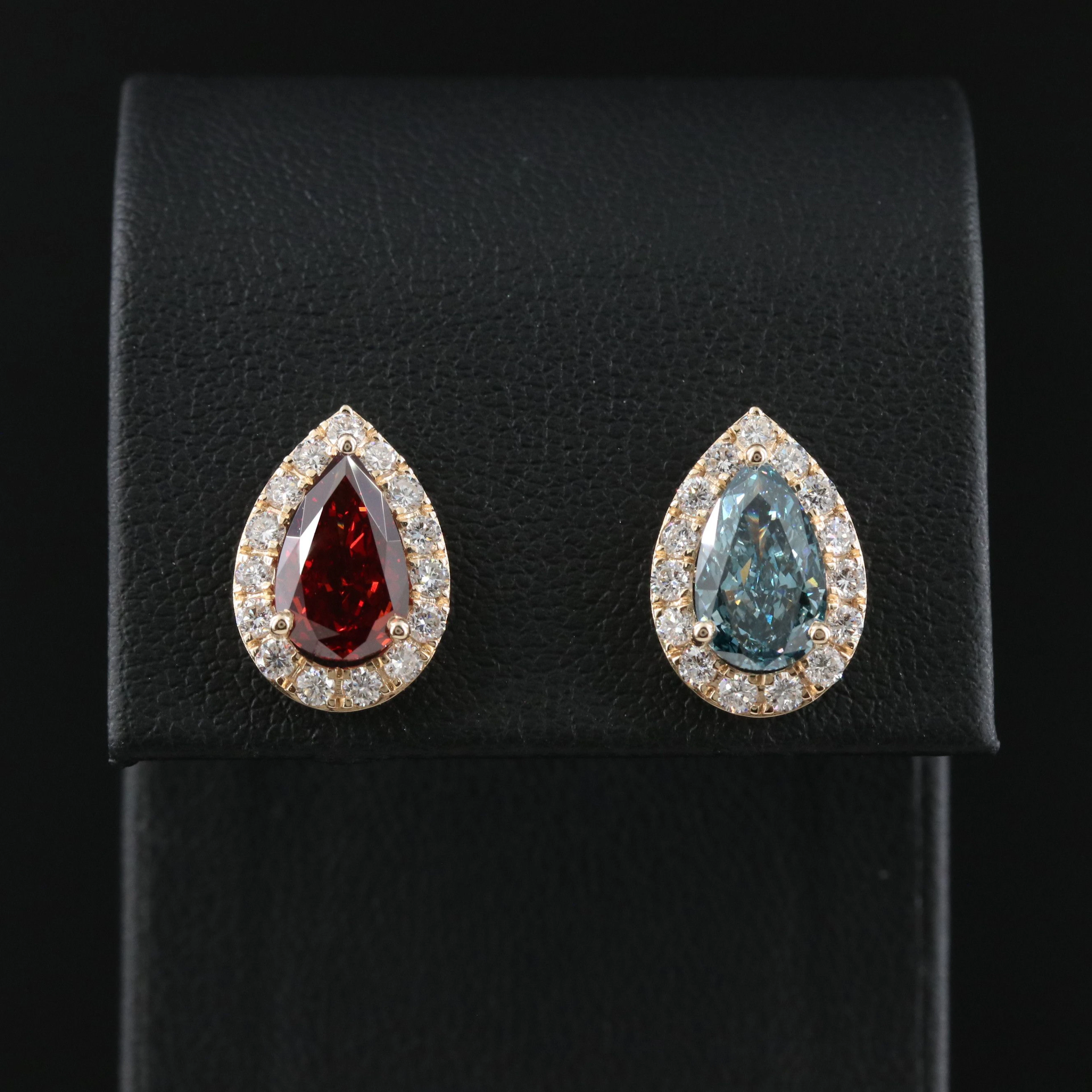 14K 3.85 CTW Lab Grown Diamond Earrings Including Fancy Color