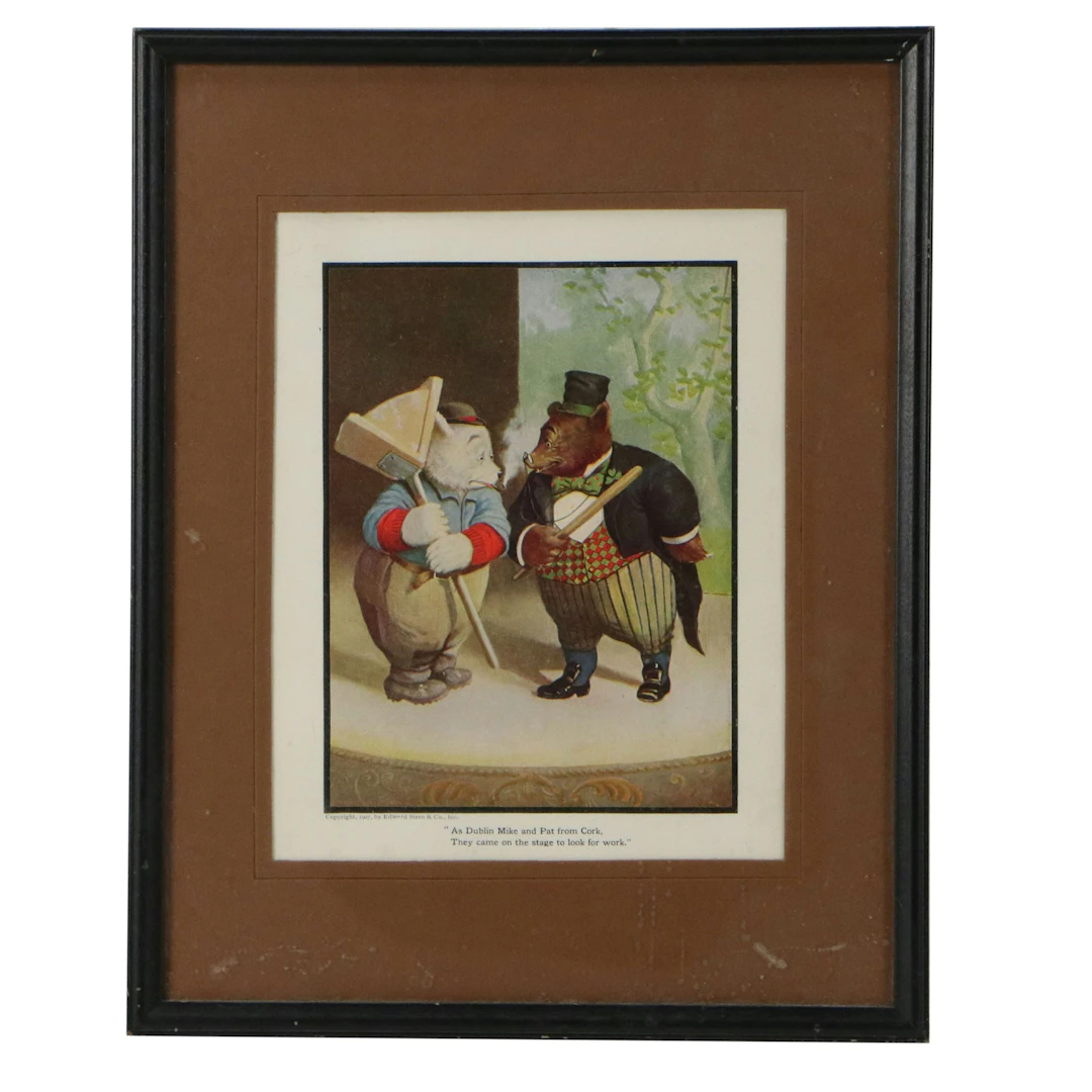 After V. Floyd Campbell Letterpress Halftone of the Roosevelt Bears, Circa 1907