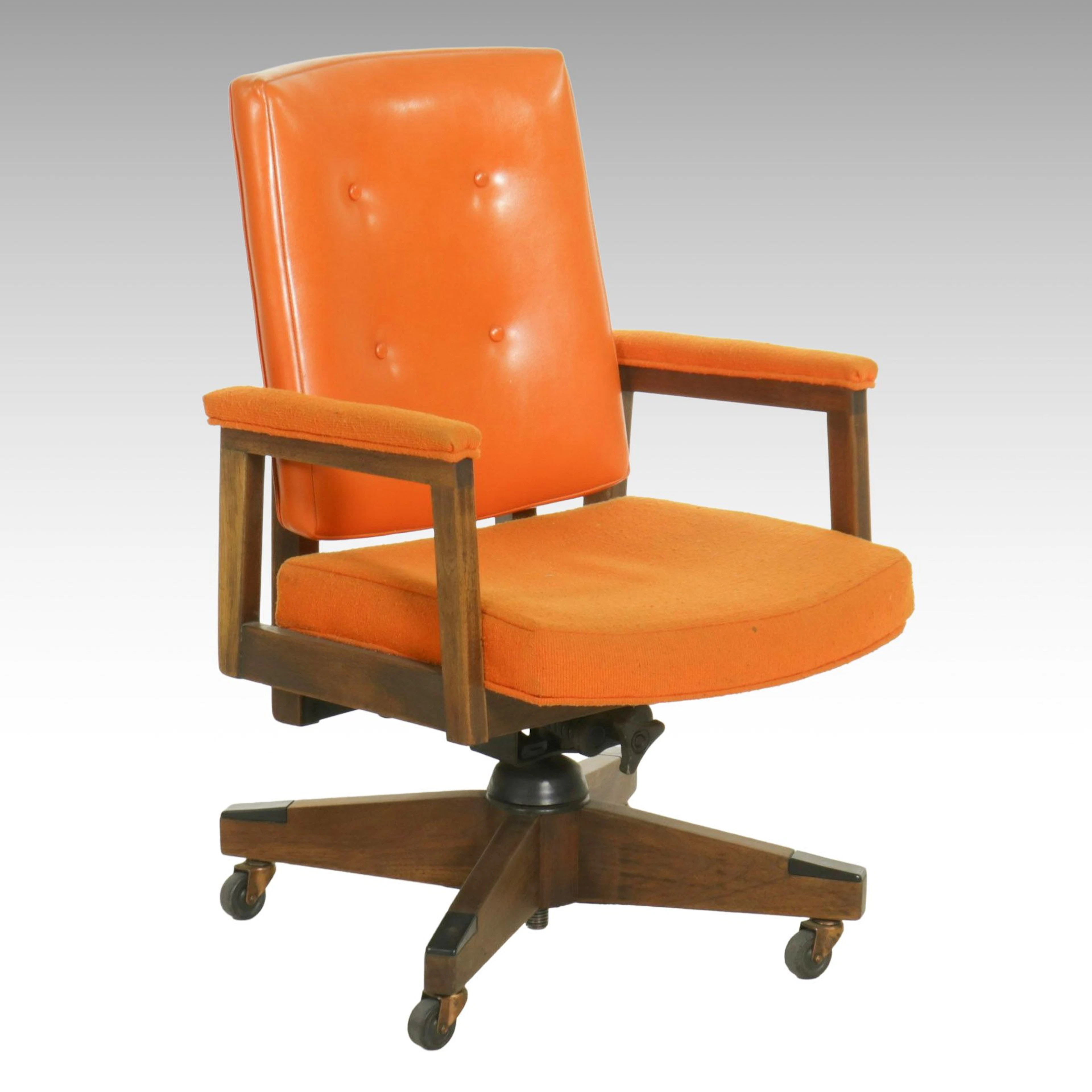 Marble Imperial Furniture Mid Century Modern Orange Upholstered Office Chair