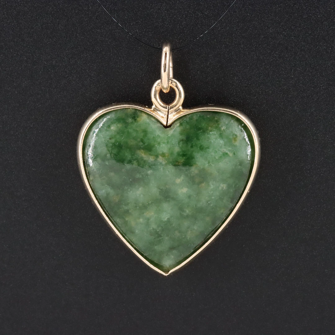 14K Nephrite Heart Pendant