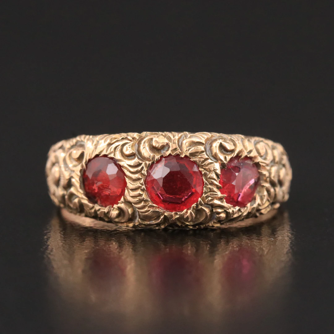 Victorian 10K Garnet Glass Doublet Ring