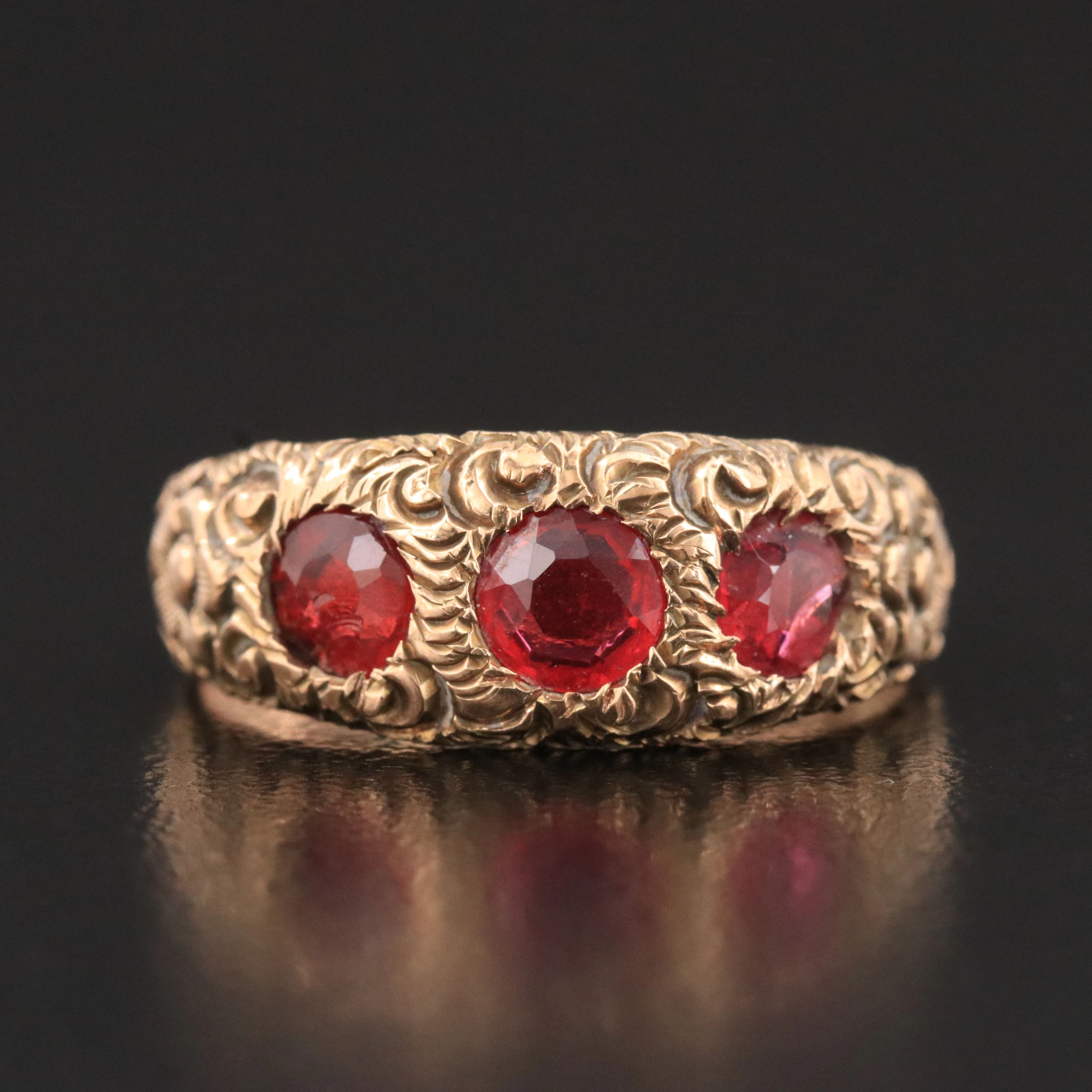 Victorian 10K Garnet Glass Doublet Ring