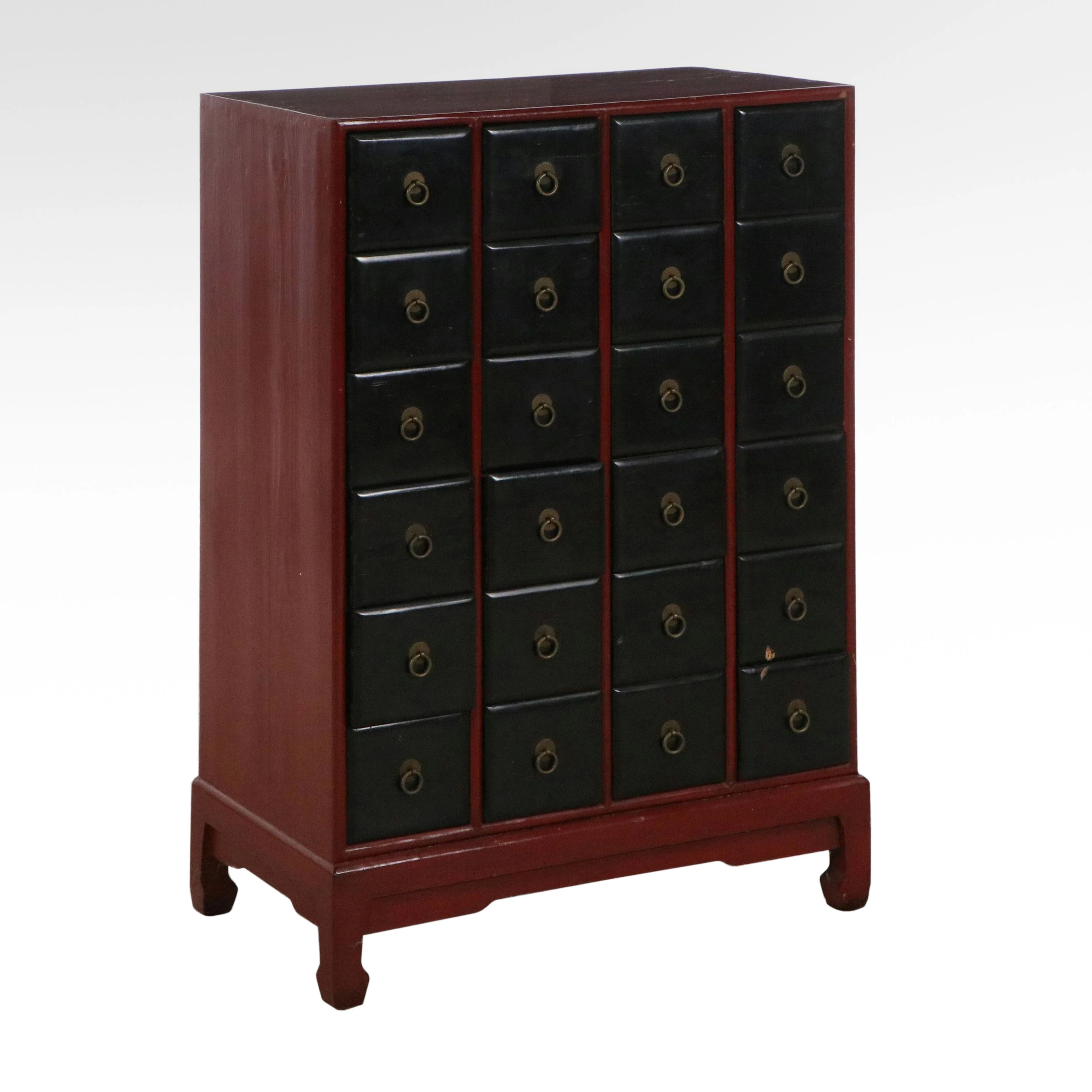 Chinese Style Lacquered Apothecary Cabinet