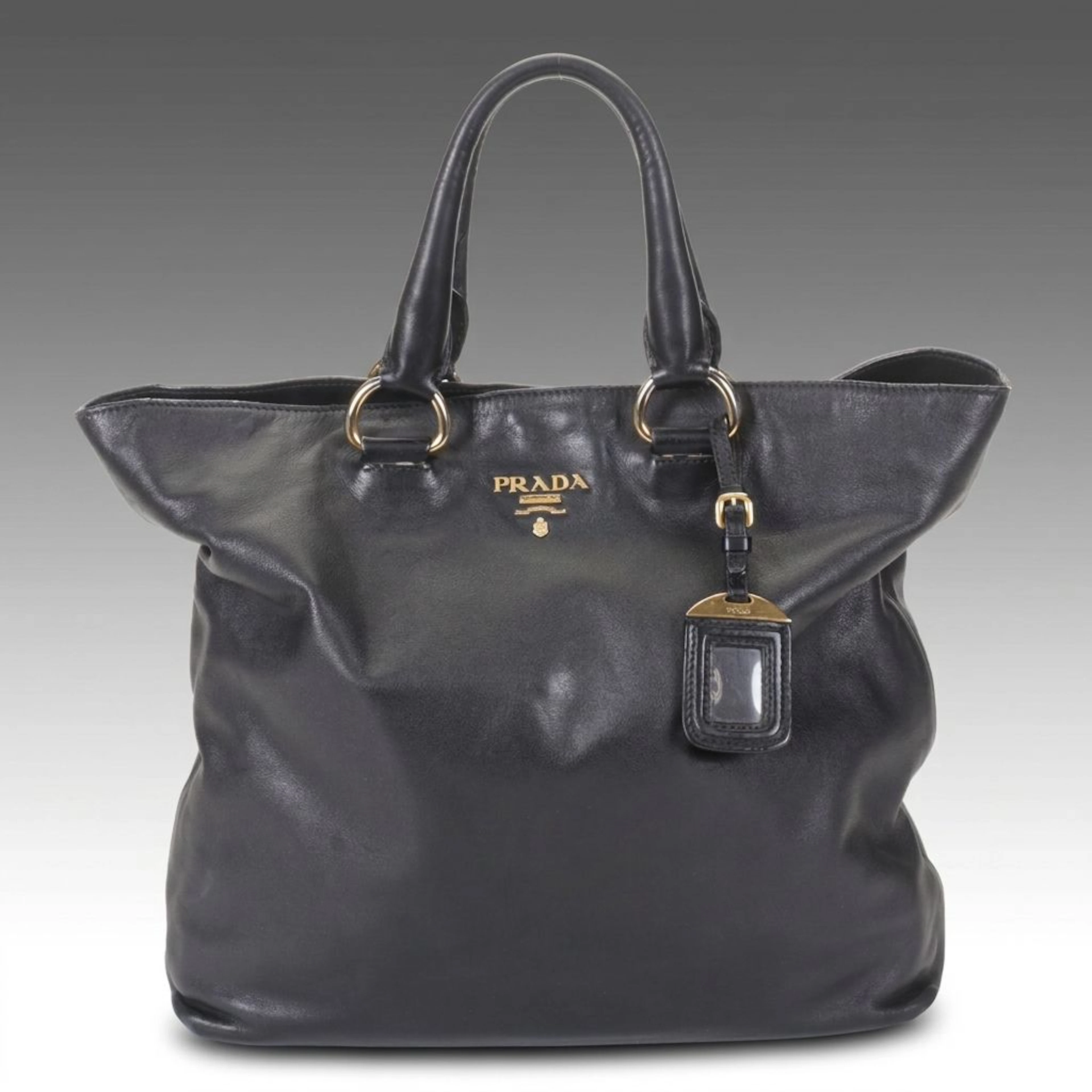 Prada Black Vitello Daino Leather Two-Way Tote Bag