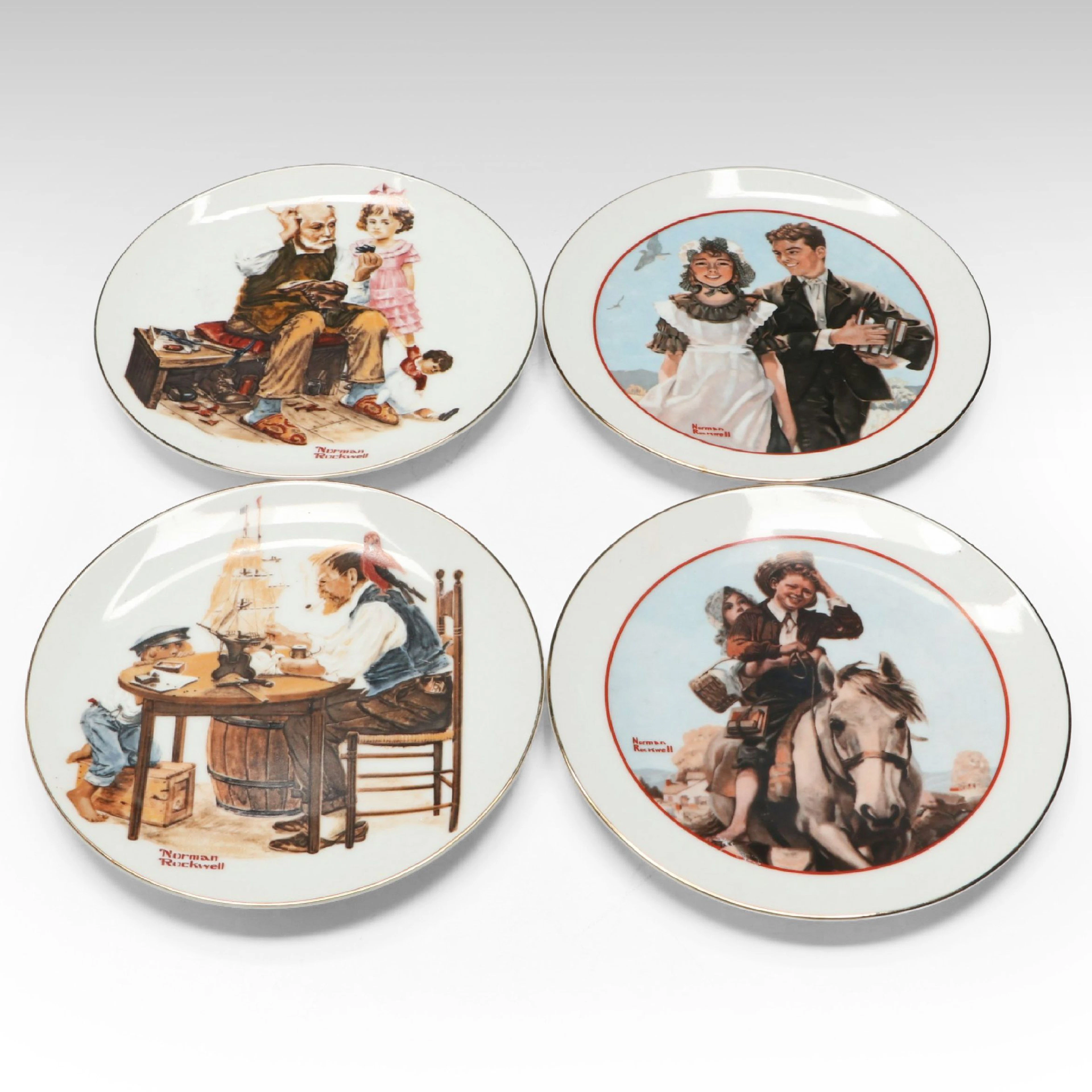 Norman Rockwell Collectible Plates Including "The Cobbler" and "For a Good Boy"