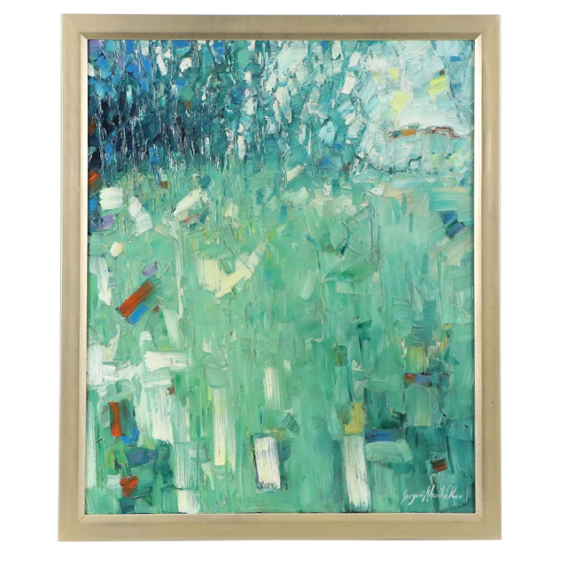 Serguei Novitchkov Abstract Impasto Oil Painting "Swamp Grasses" 2026