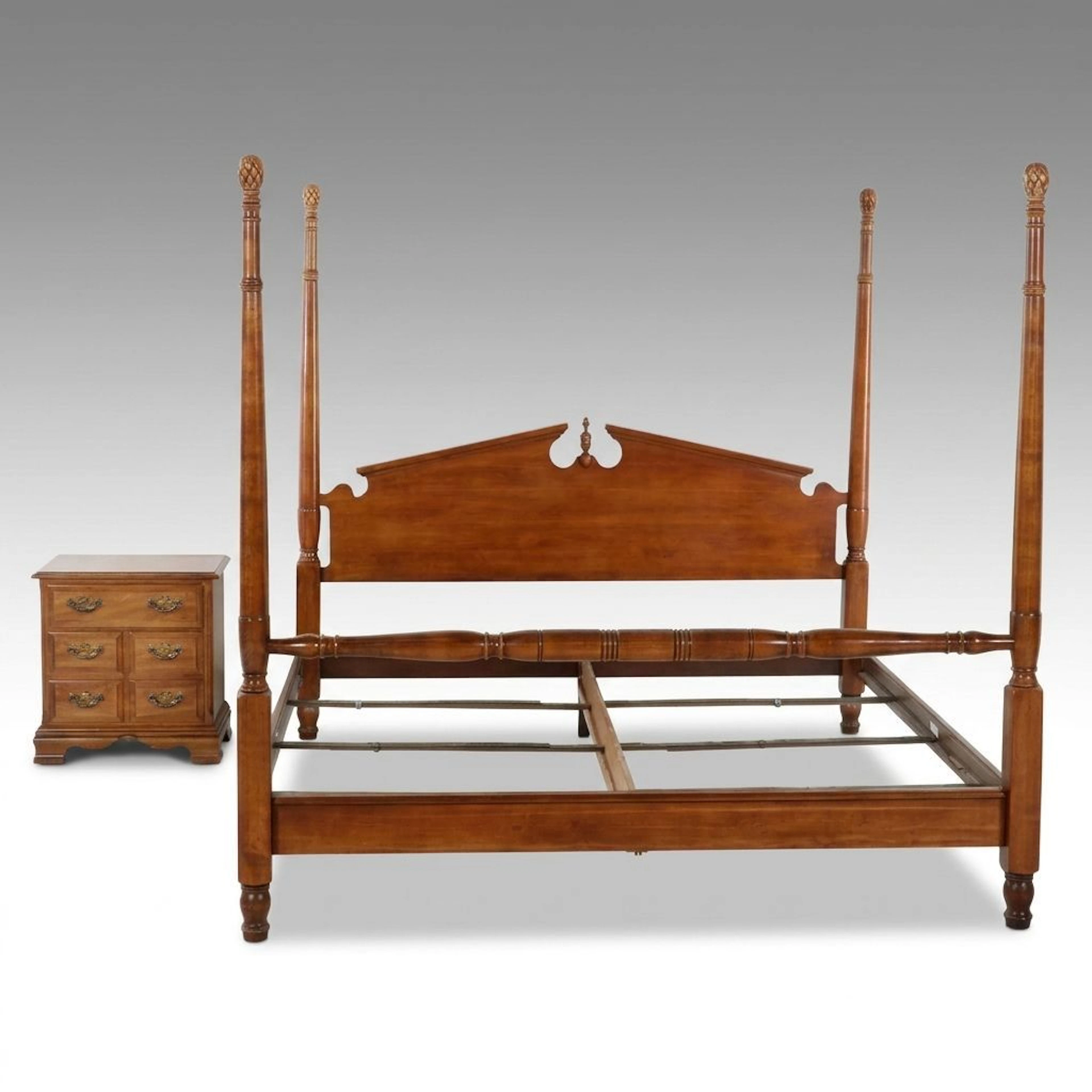 Deerpath by Sears Nightstand with Colonial Revival Style Four-Poster Bed Frame