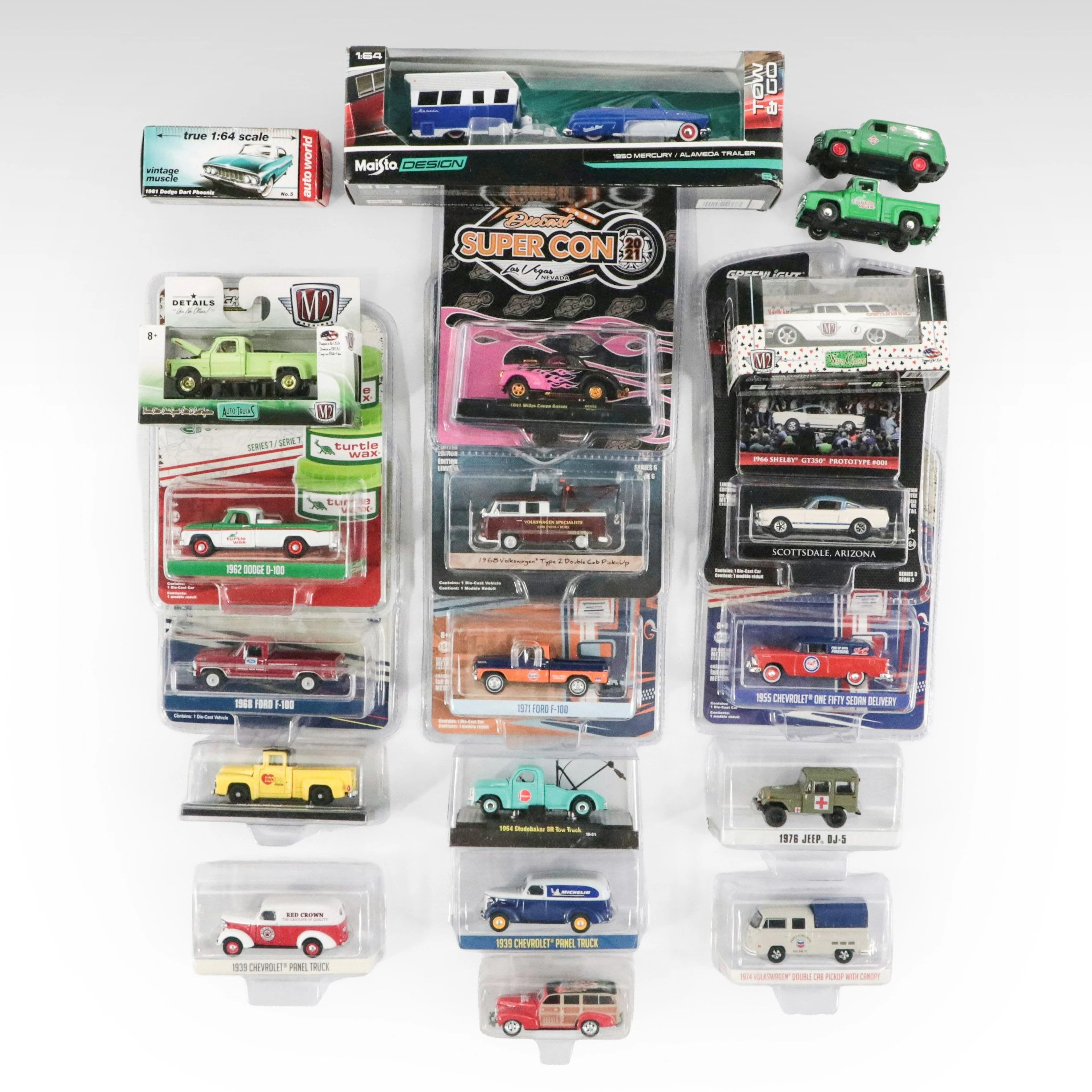 Maisto 1950 Mercury/Alameda Trailer with Greenlight and Other Toy Cars
