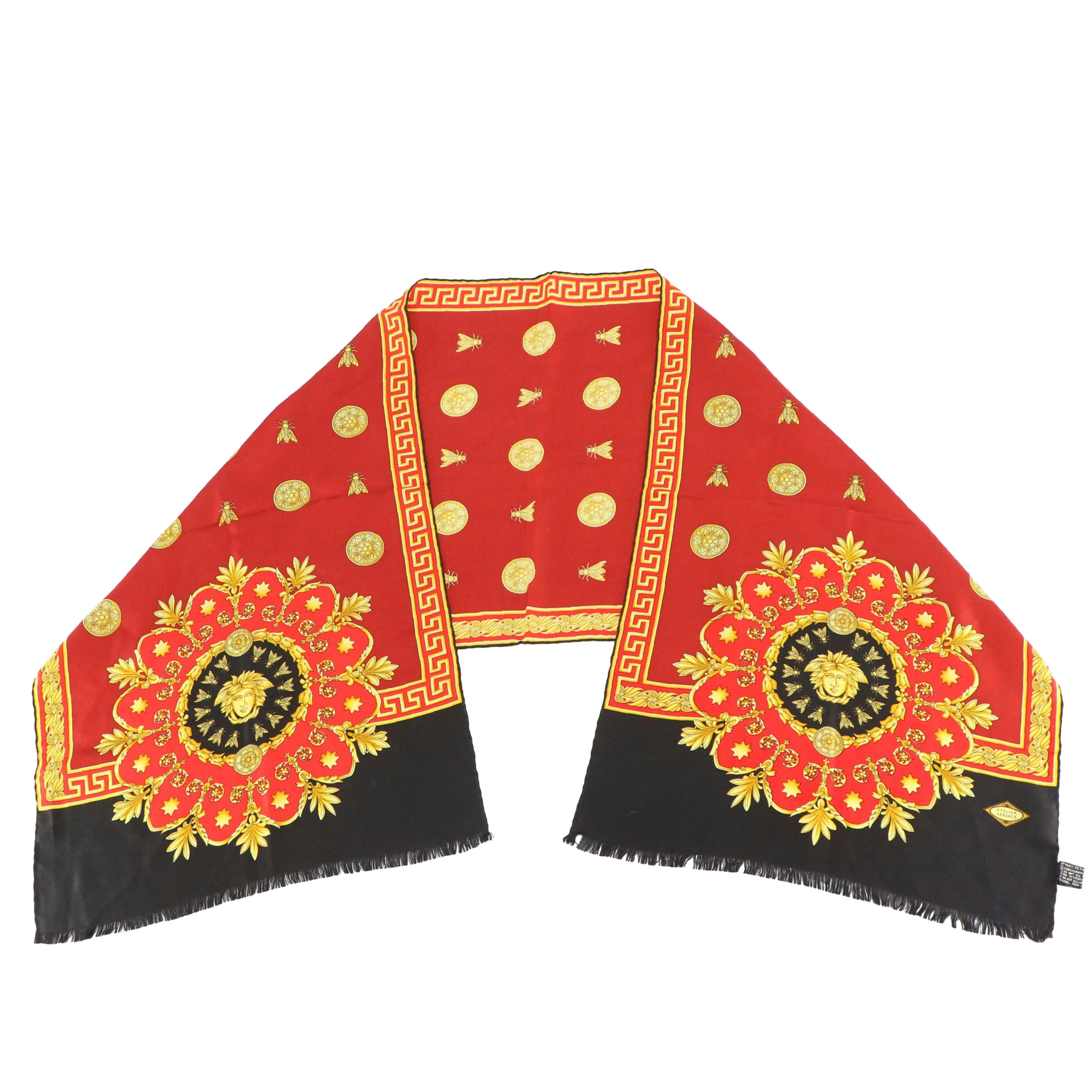 Atelier Versace Silk Twill Fringe Scarf