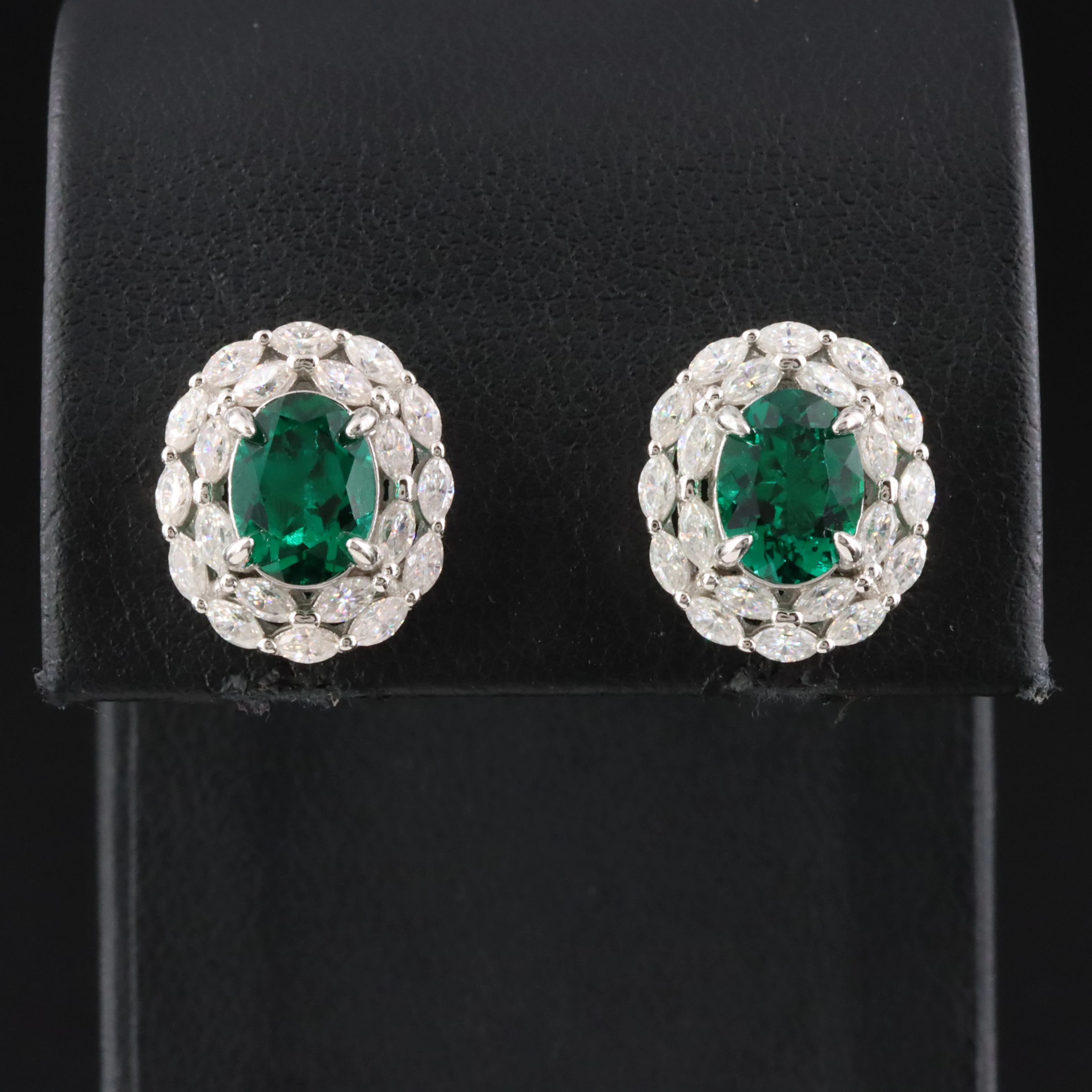 Sterling Emerald and Moissanite Earrings