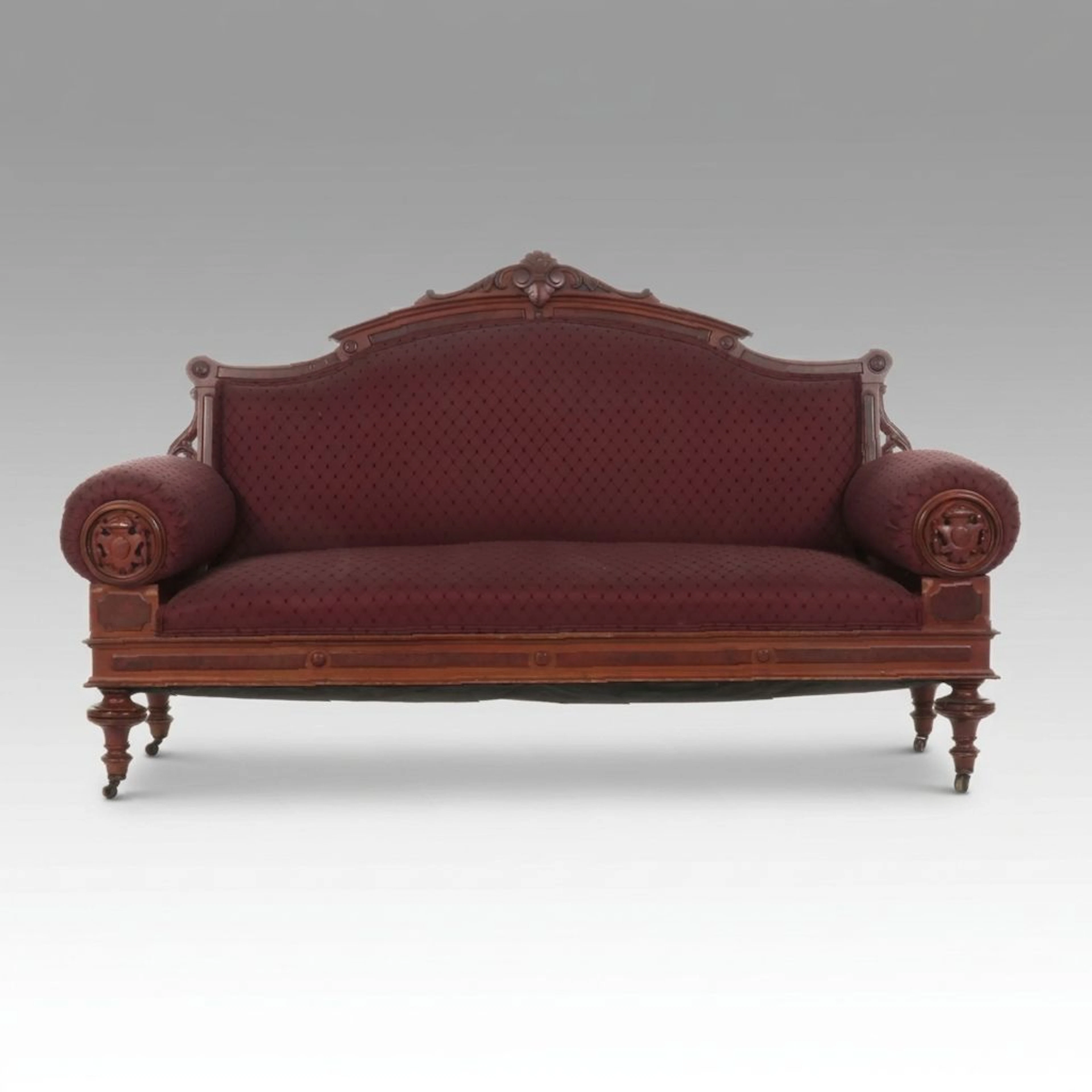Victorian Carved Mahogany Sofa, Late 19th/Early 20th Century