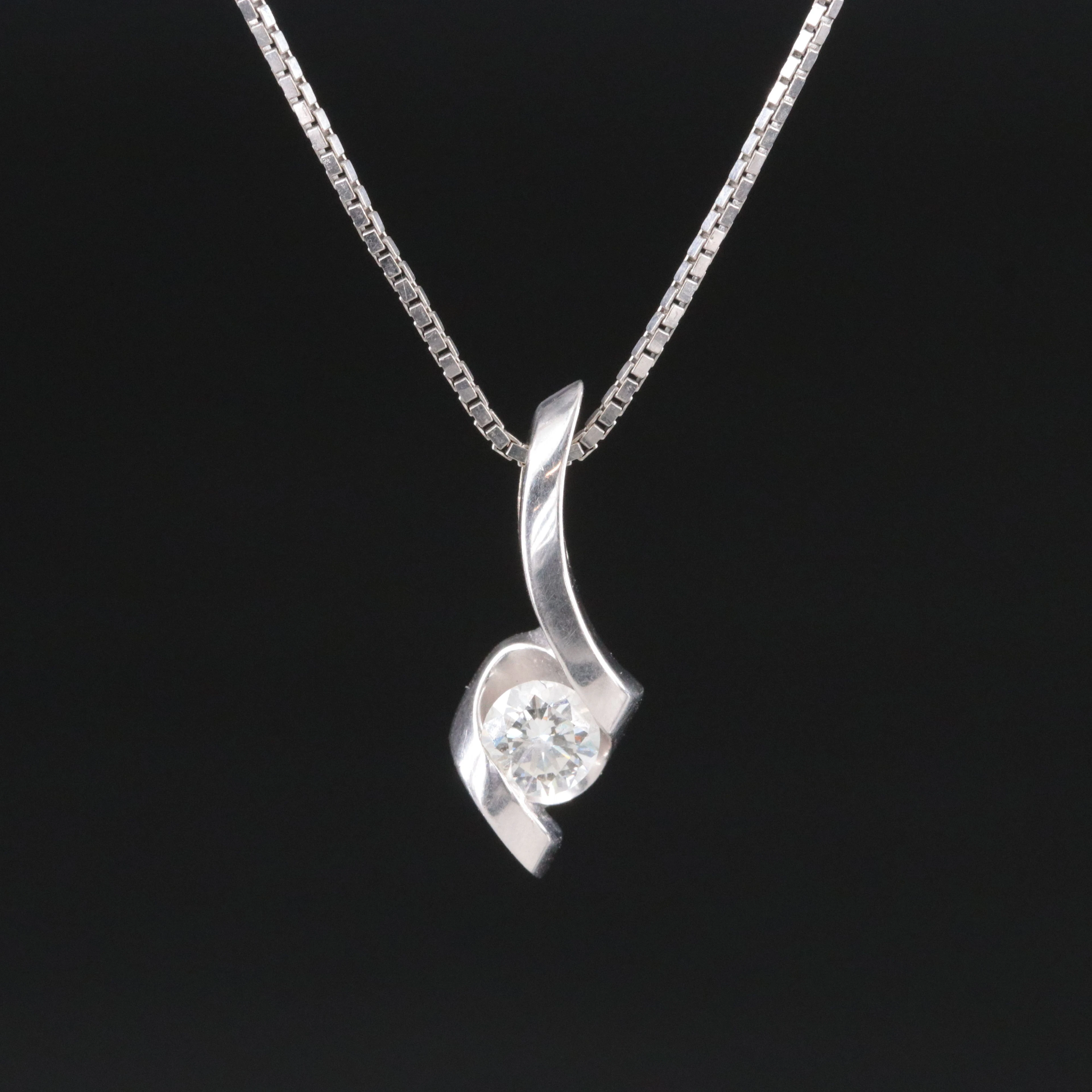 Sirena 14K 0.40 CT Diamond Solitaire Ribbon Pendant Necklace