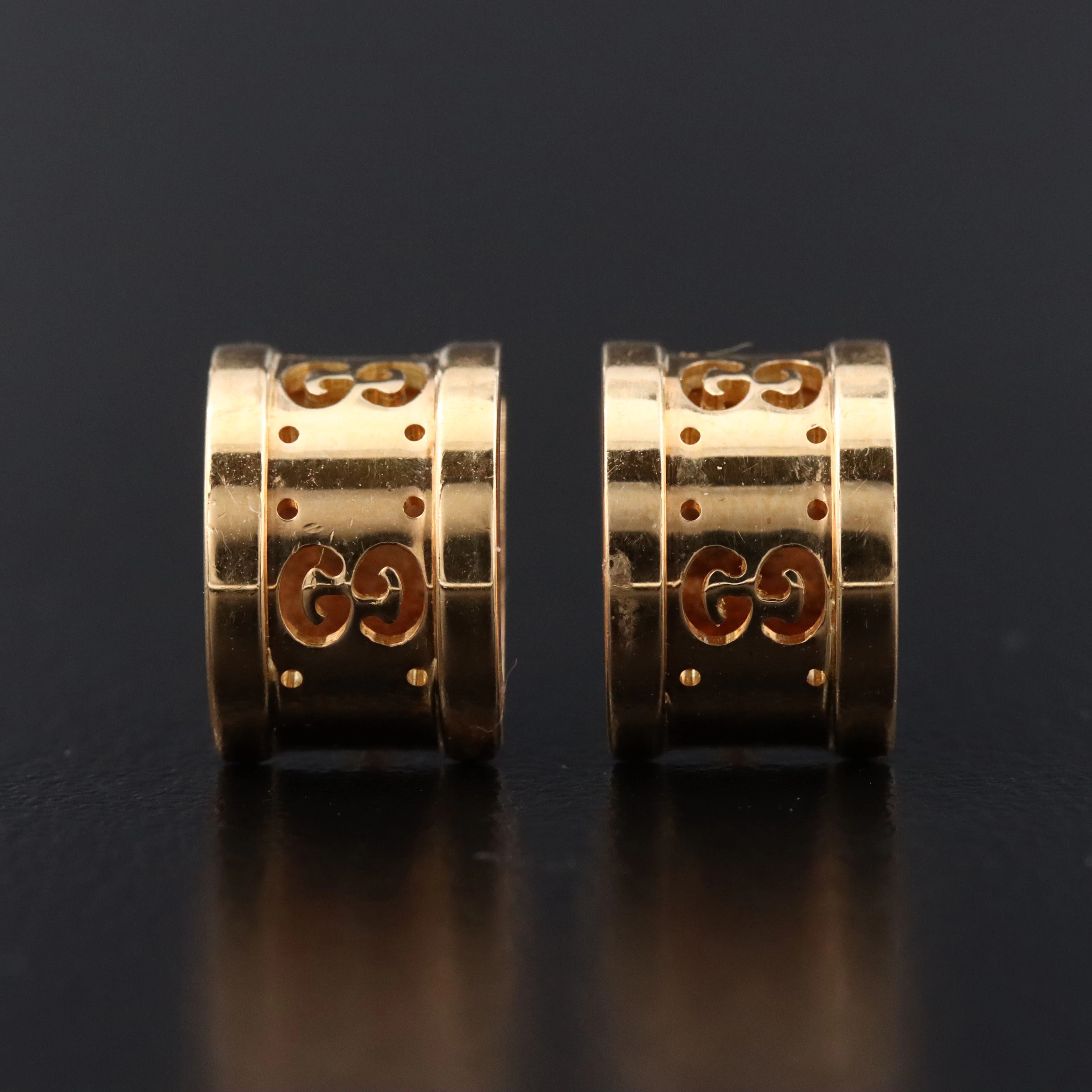 Gucci 18K Cutout Double G Logo Wedge Earrings