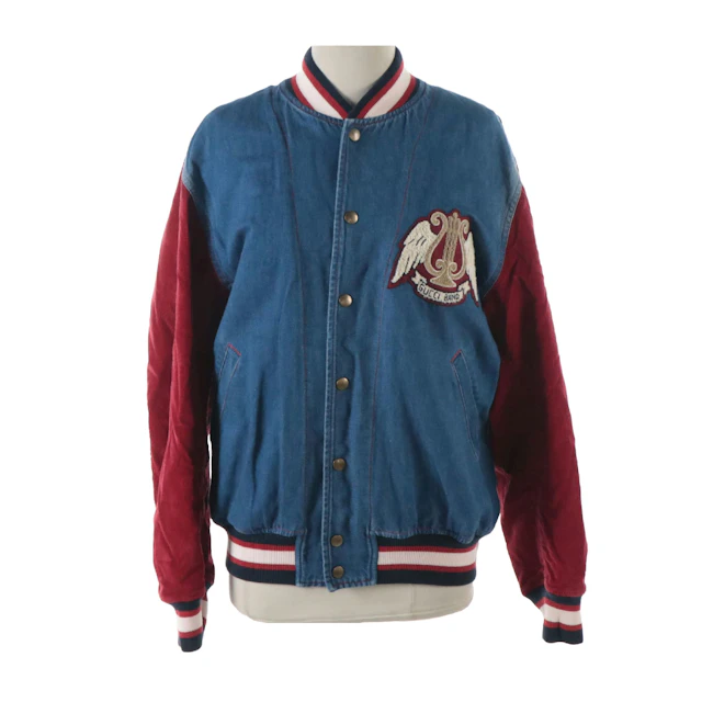 Gucci 'Gucci Band' Varsity Jacket in Blue Denim and Red Corduroy