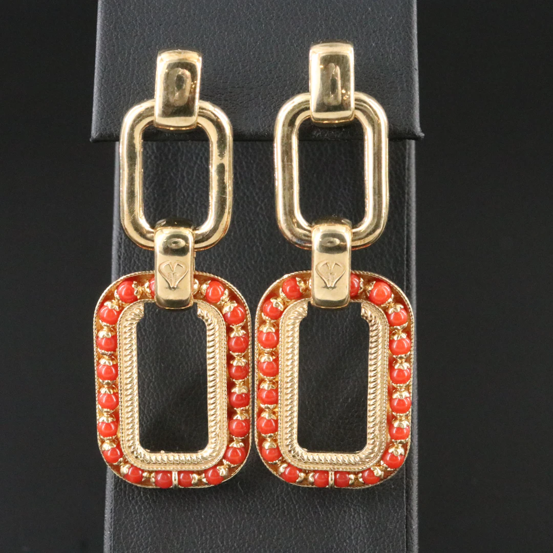 Gaetano Vitiello Sterling Door Knocker Coral Earrings