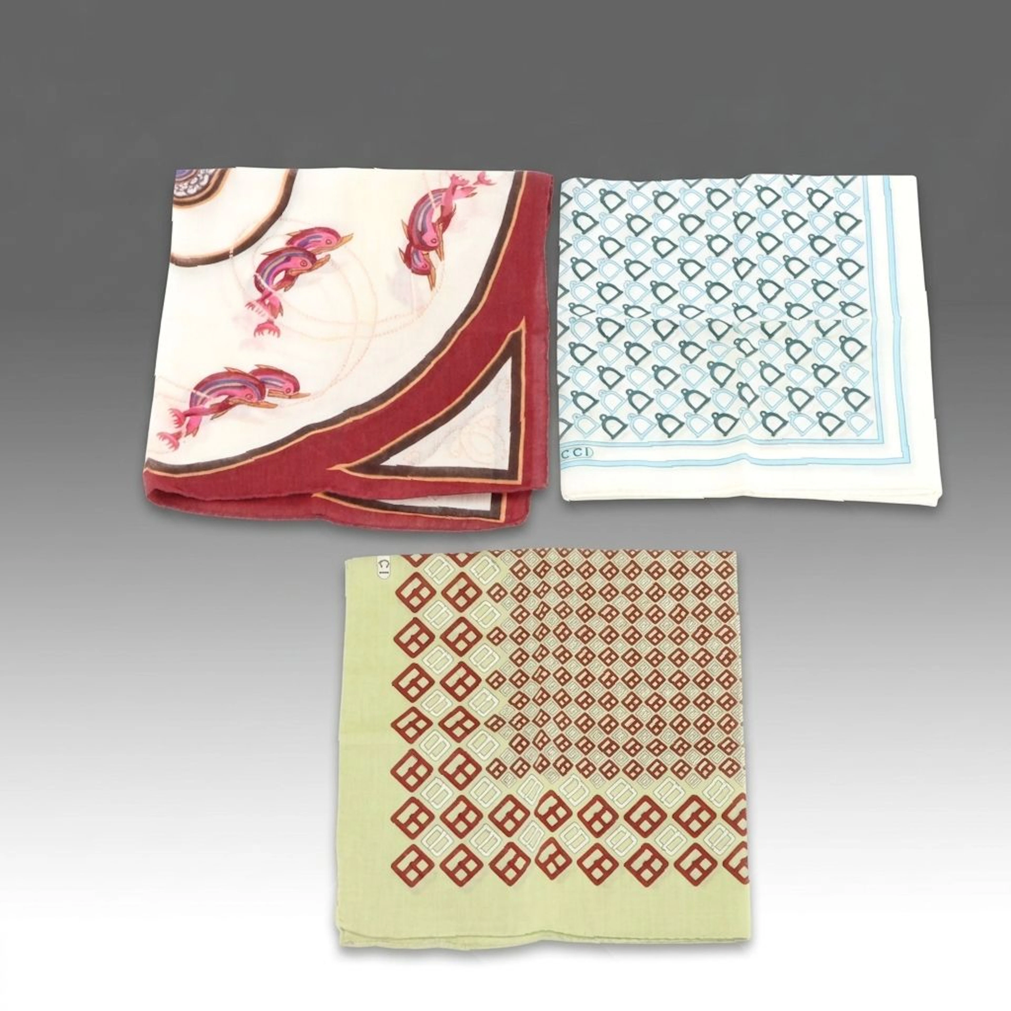 Gucci Printed Cotton Pocket Squares, Vintage