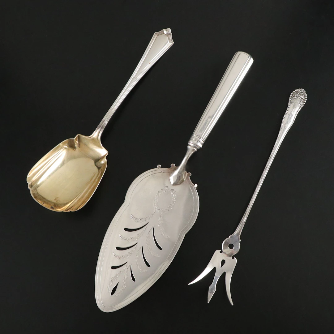 Sterling Silver Pie Server, Serving Spoon, and Serving Fork