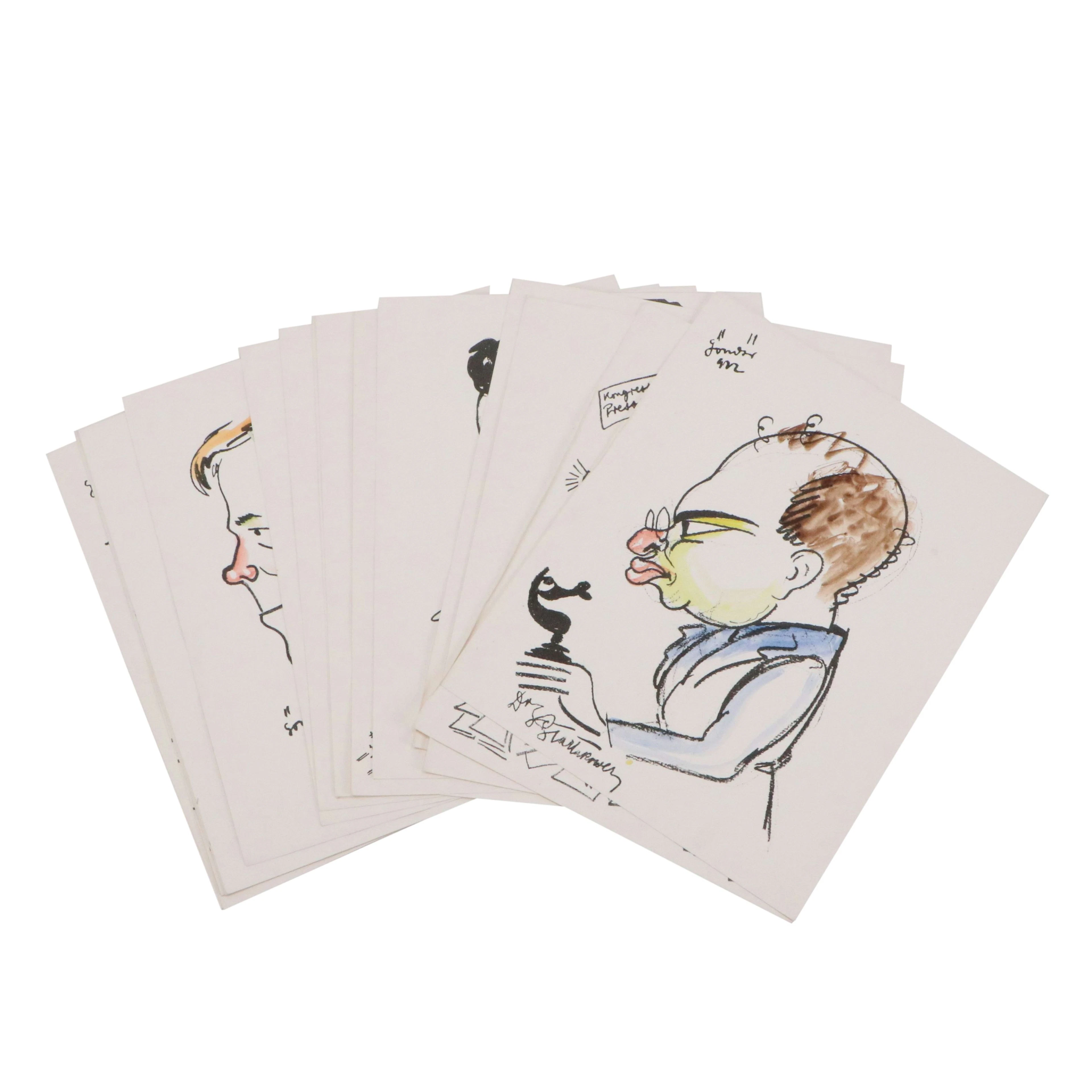 Emerich I. Gondor Lithographs "Schach (Chess)" Caricature Series, 1922