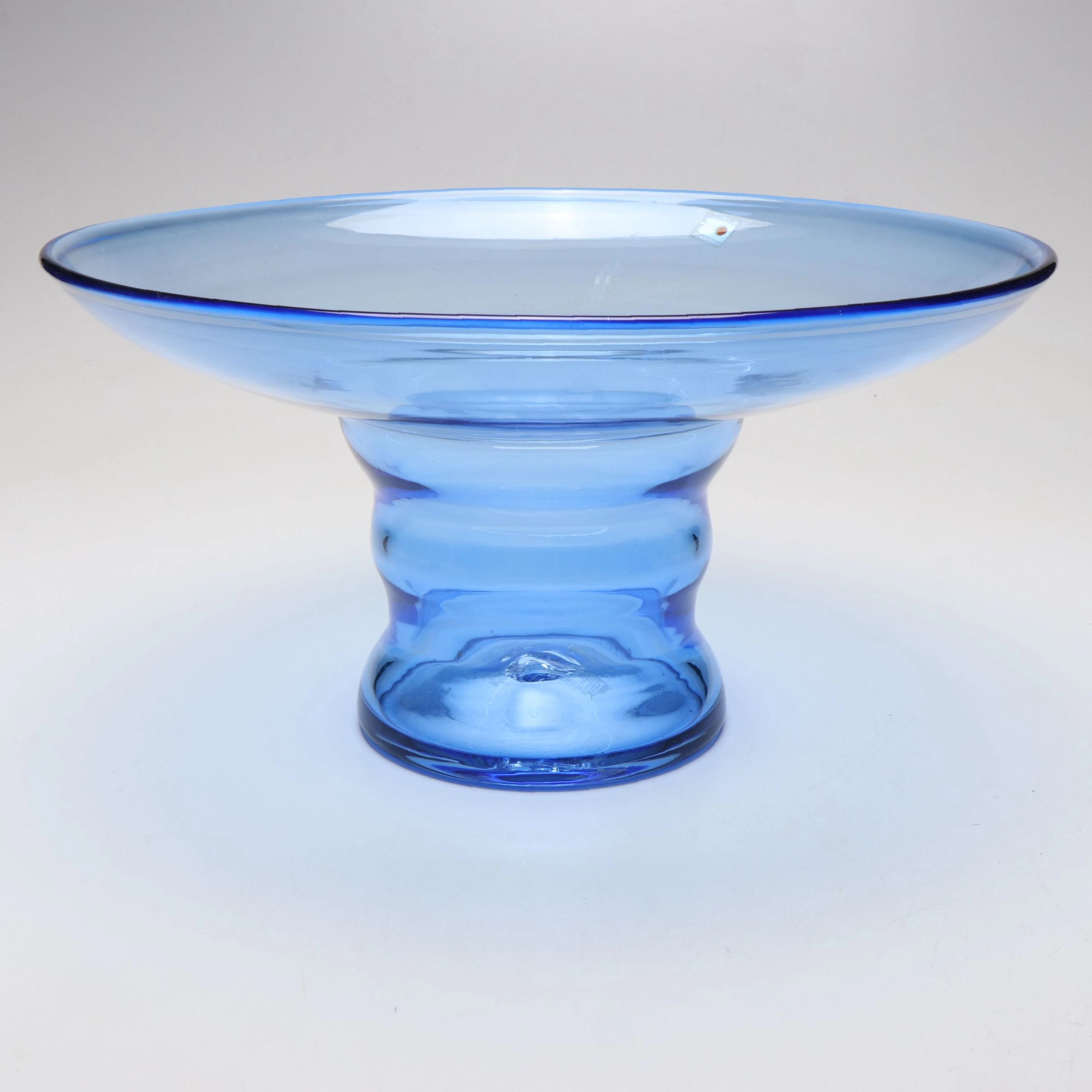 Blenko Handblown Blue Art Glass Centerpiece Bowl, Late 20th Century
