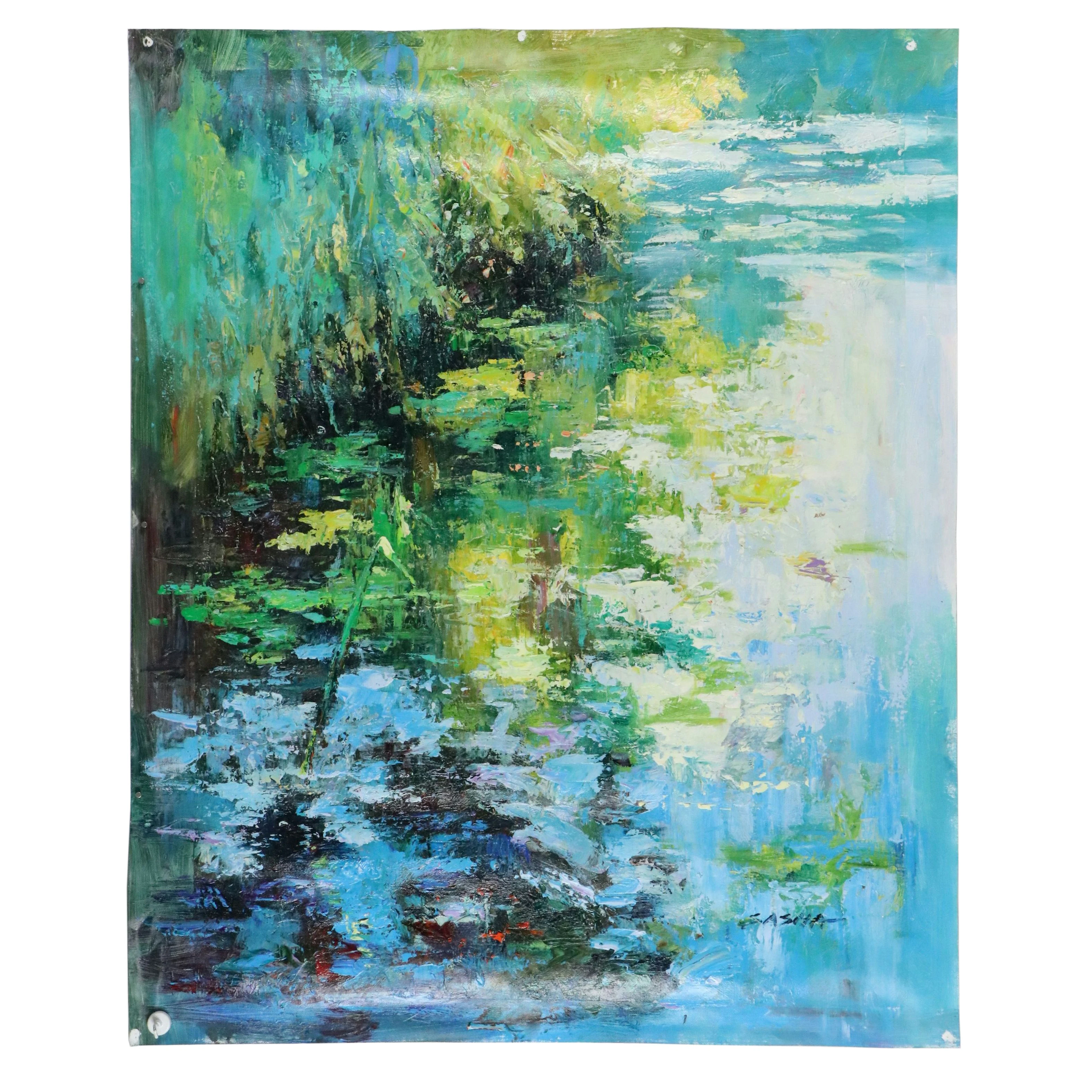 Impressionistic Oil Painting "Water Dreams in Color," 21st Century
